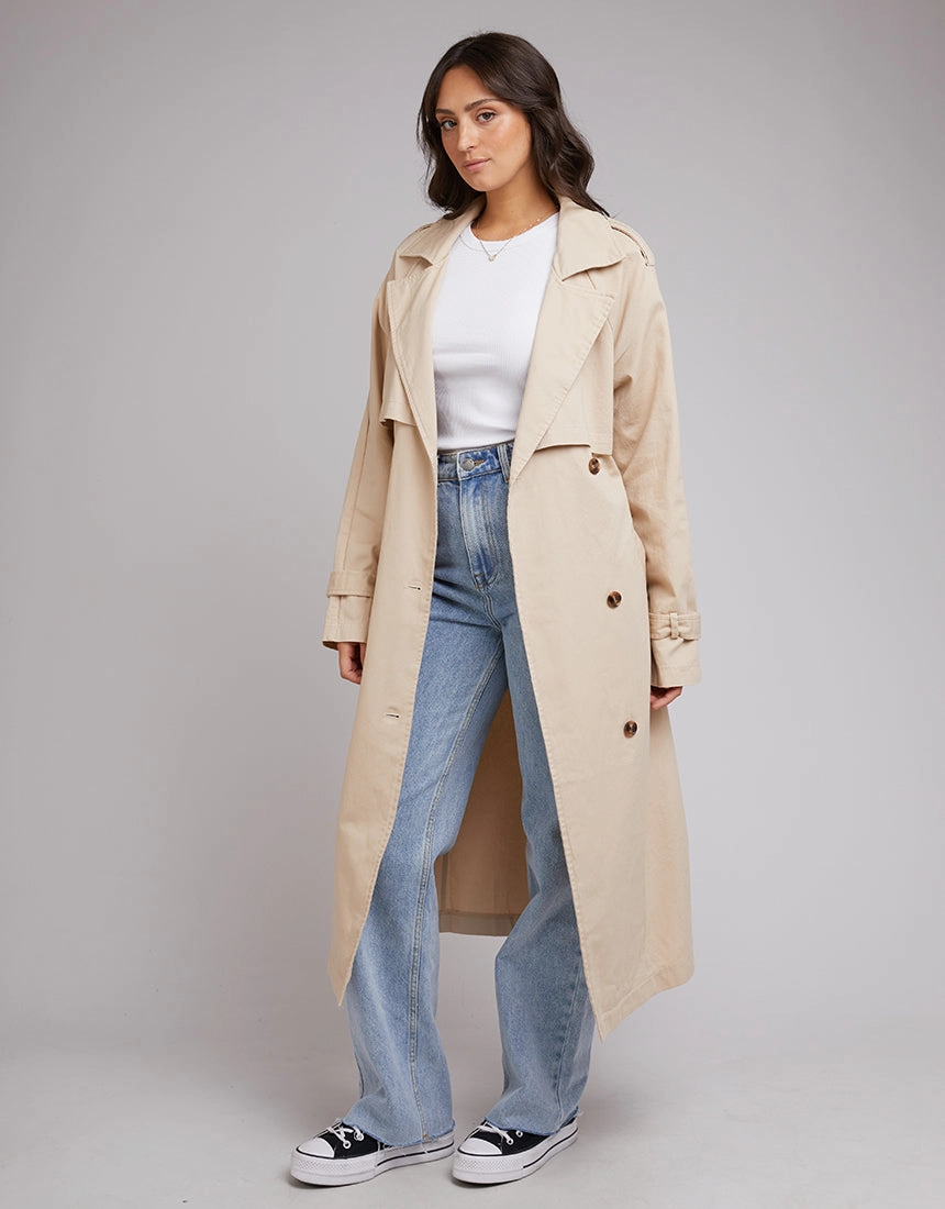 Shock Absorbent Padding Lightweight Lining All About Eve Trench Coat Tan