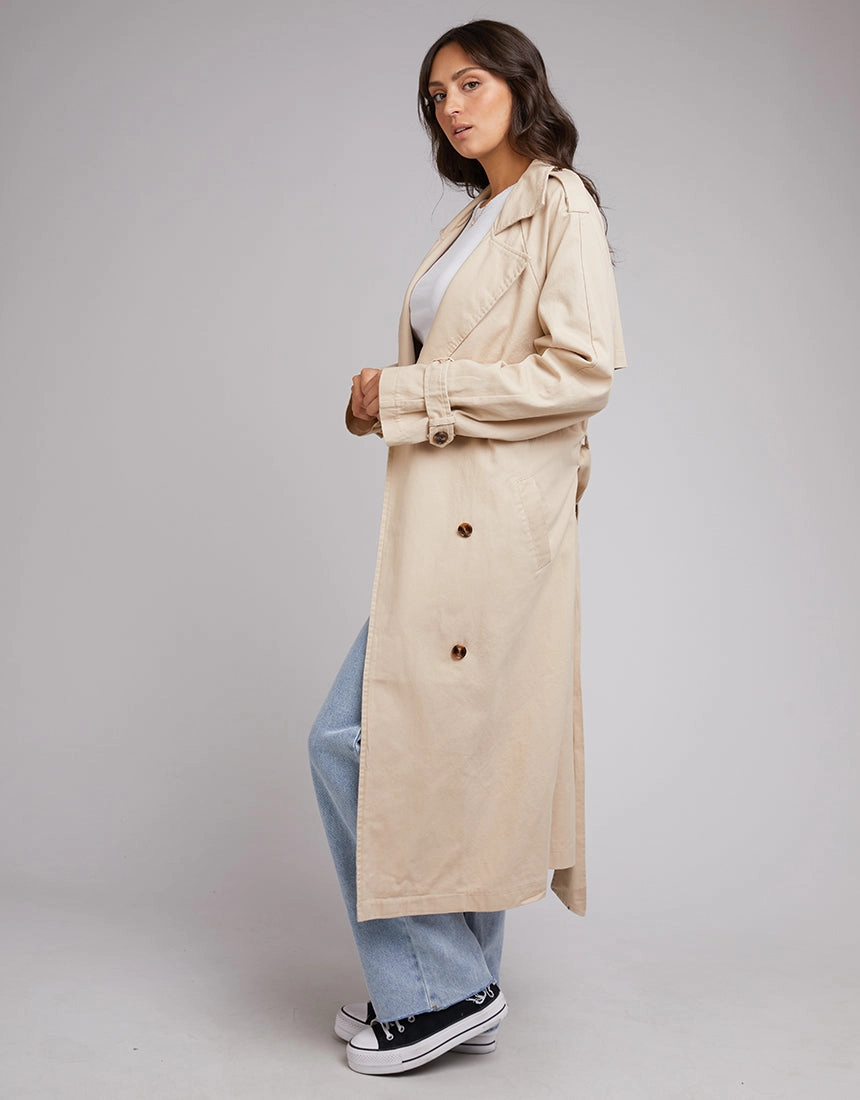 High Visibility Trim All About Eve Trench Coat Tan