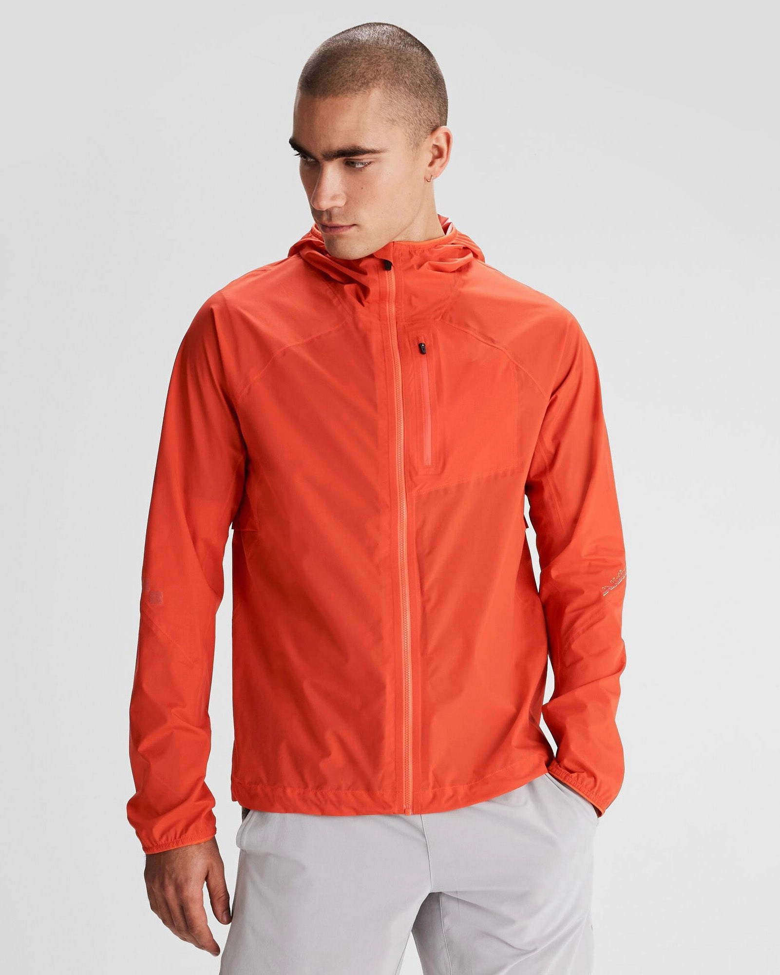 Men's Seeker 2.5L Rain Jacket - Hut Orange Layered Collar Design