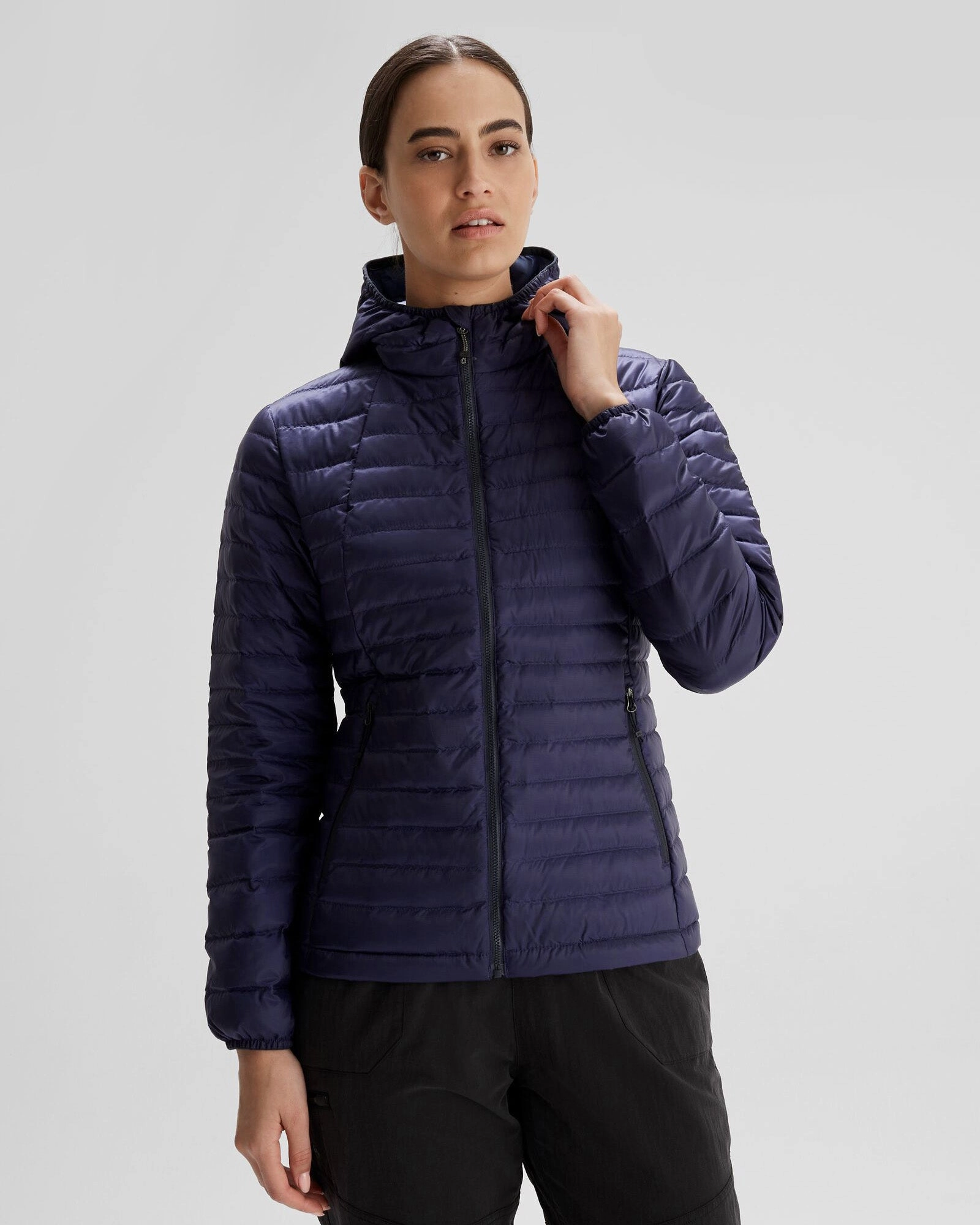 Stylish Basics UV protection layer Women's Heli R Hooded Down Jacket - Dark Horizon