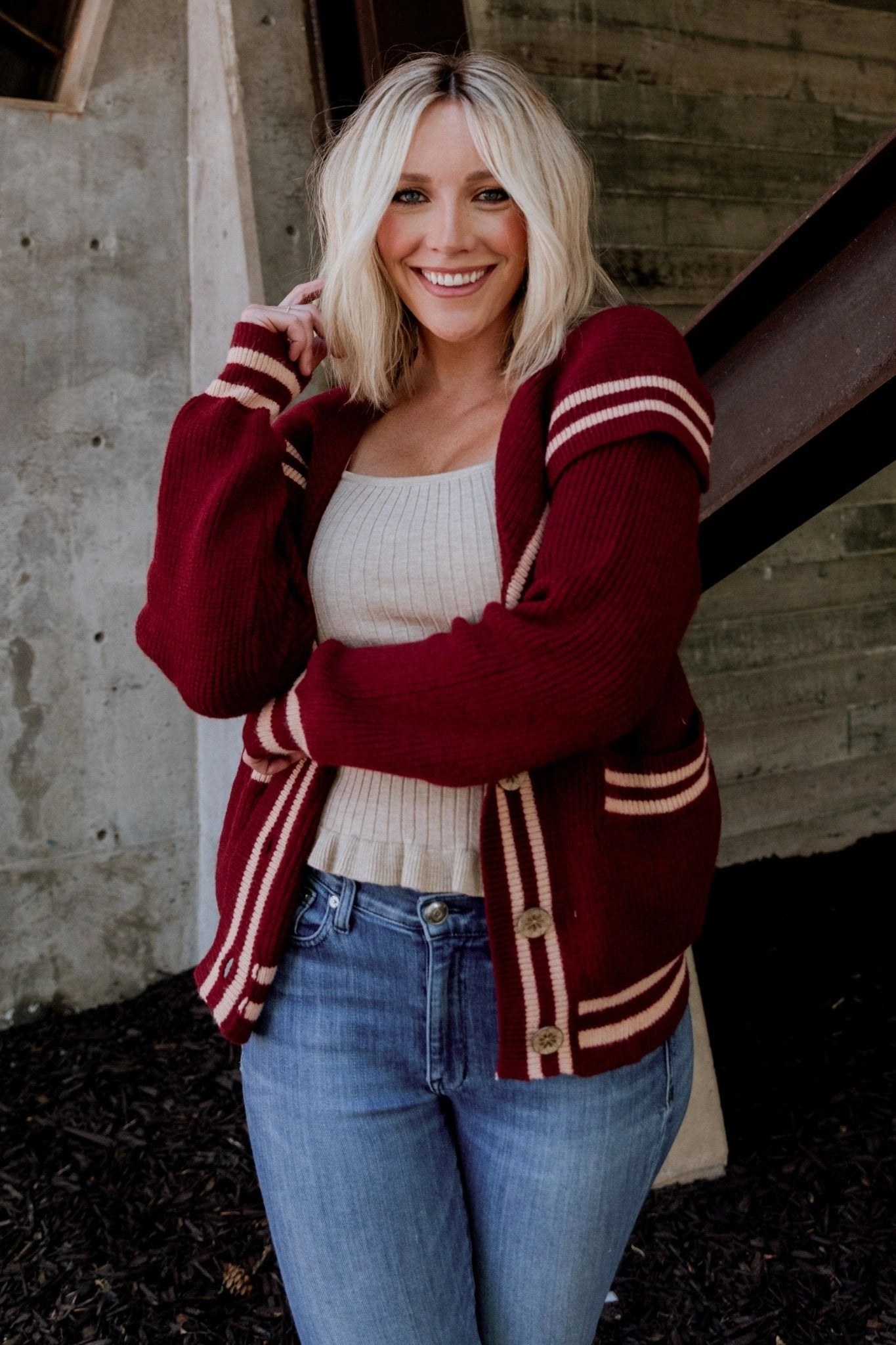 Easy Movement Corbett Knit Cardigan | Burgundy