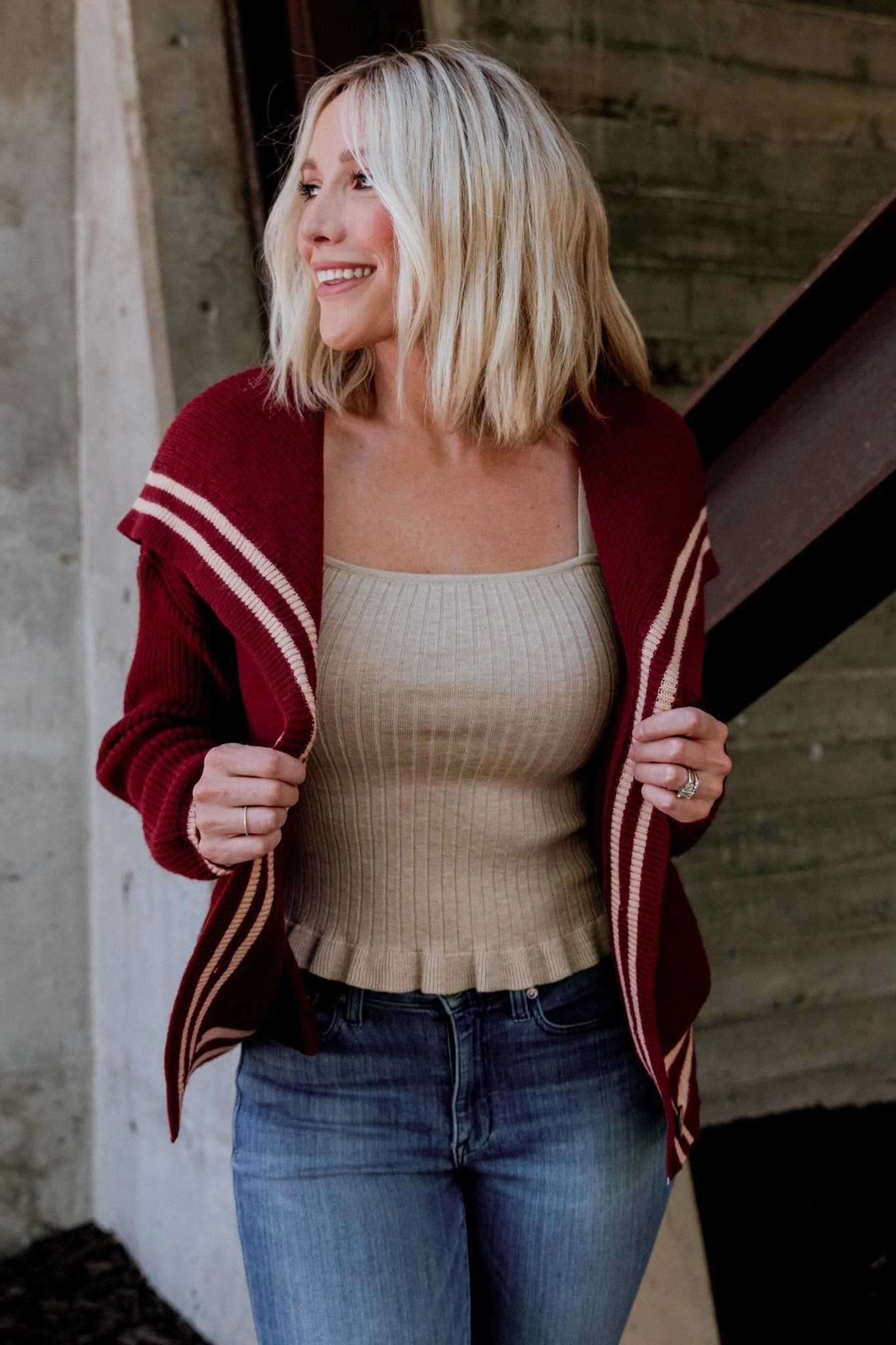 Corbett Knit Cardigan | Burgundy Casual Chic