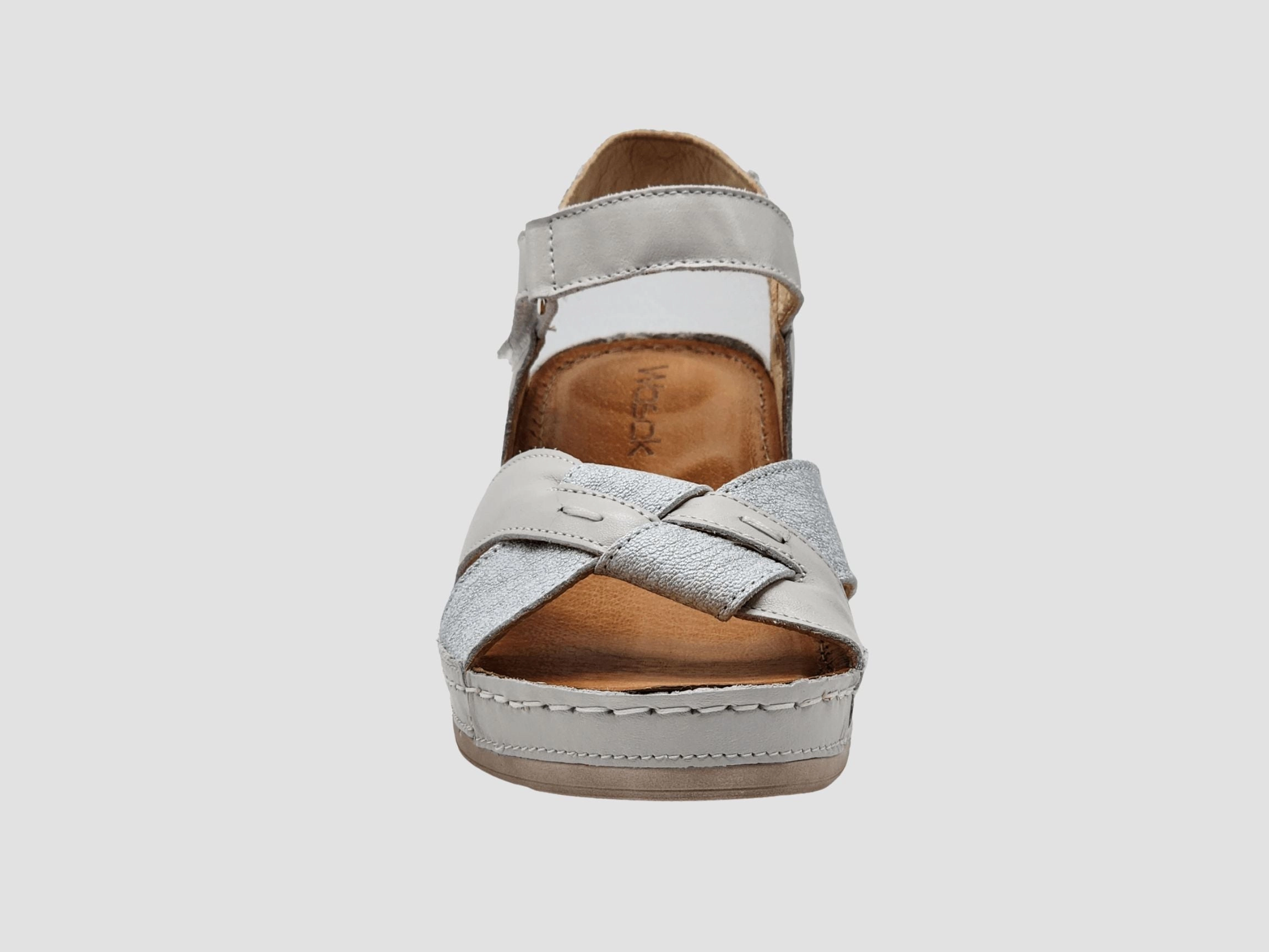 Women's Aster Leather Sandal - White/Silver Durable Comfort Breath Ease