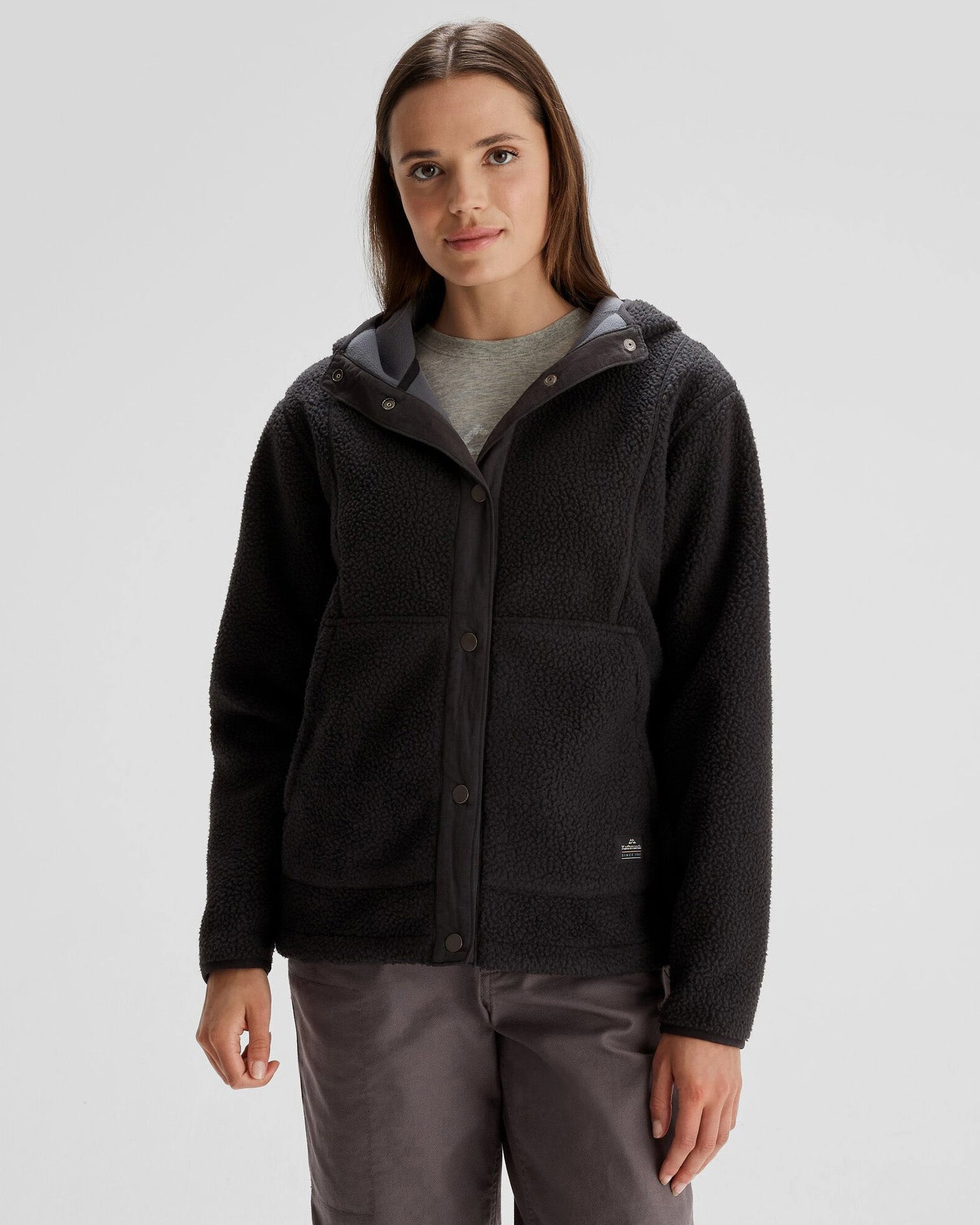 Thermal Insulation Layer Women's Co-Z High Pile Hooded Jacket  - Black