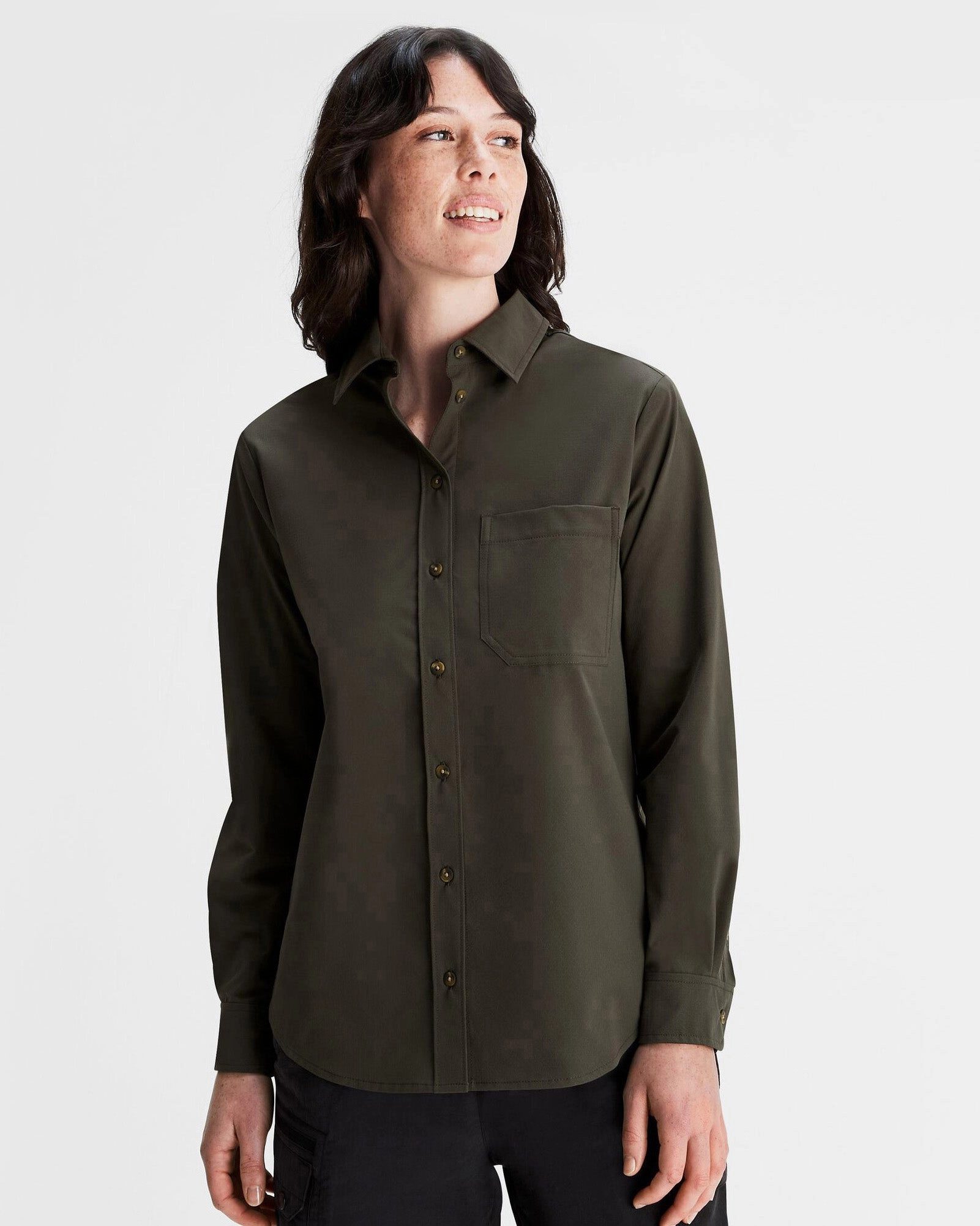 Glossy Texture Women's Corsair Long Sleeve Shirt - Dark Moss