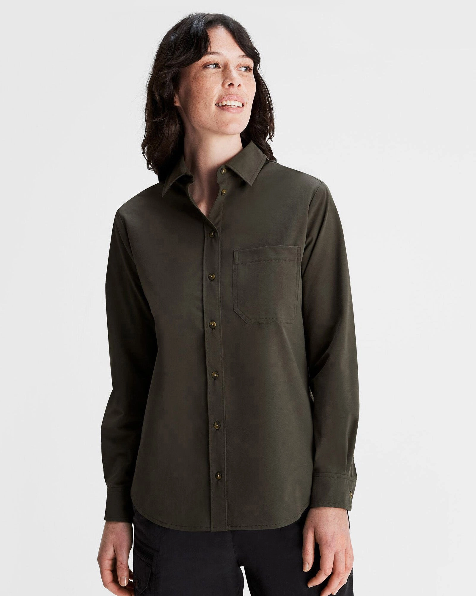 Women's Corsair Long Sleeve Shirt - Dark Moss Sustainable fashion