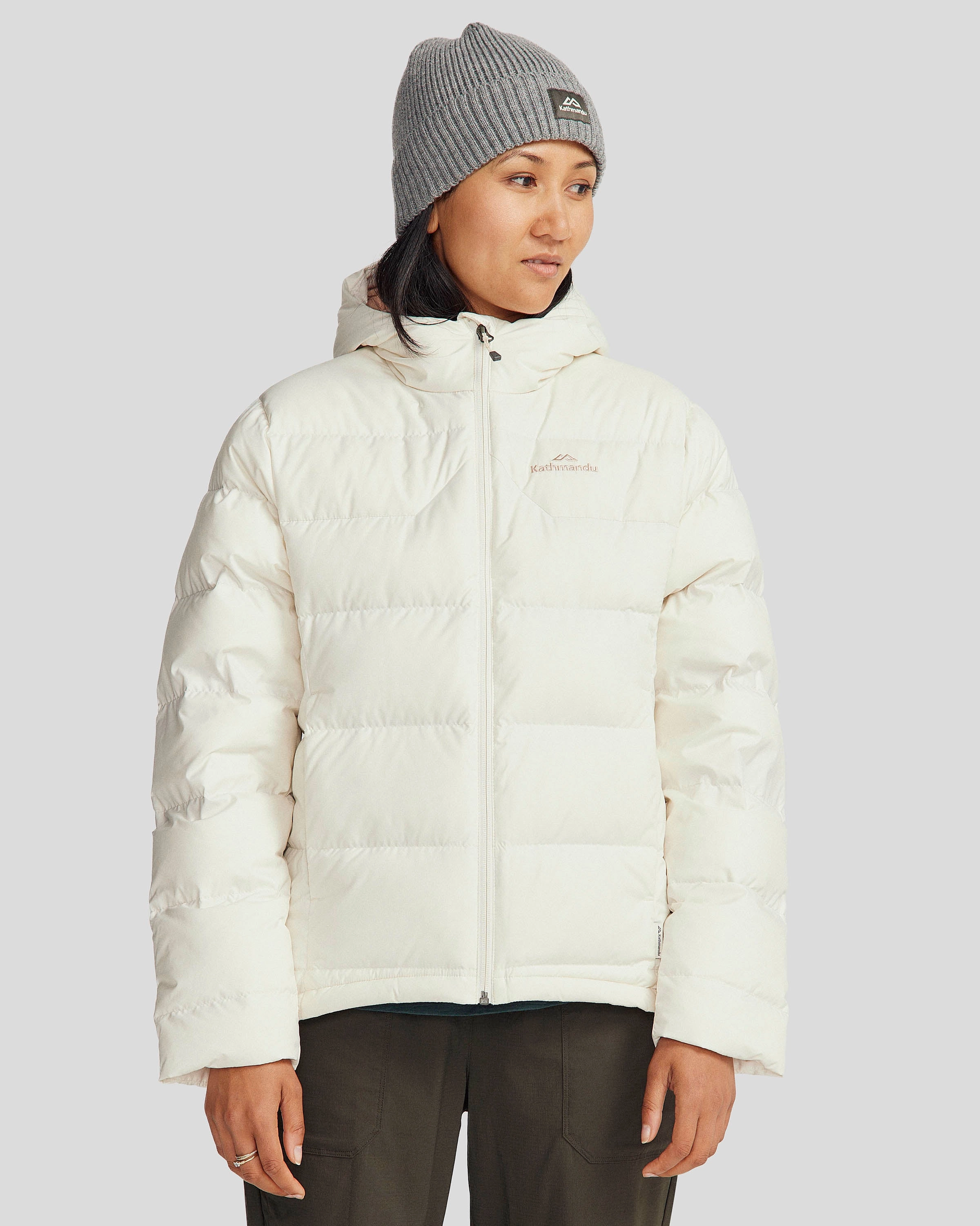 Women's Epiq Hooded Down Jacket - Natural/Mineral Moisture Wicking Fabric