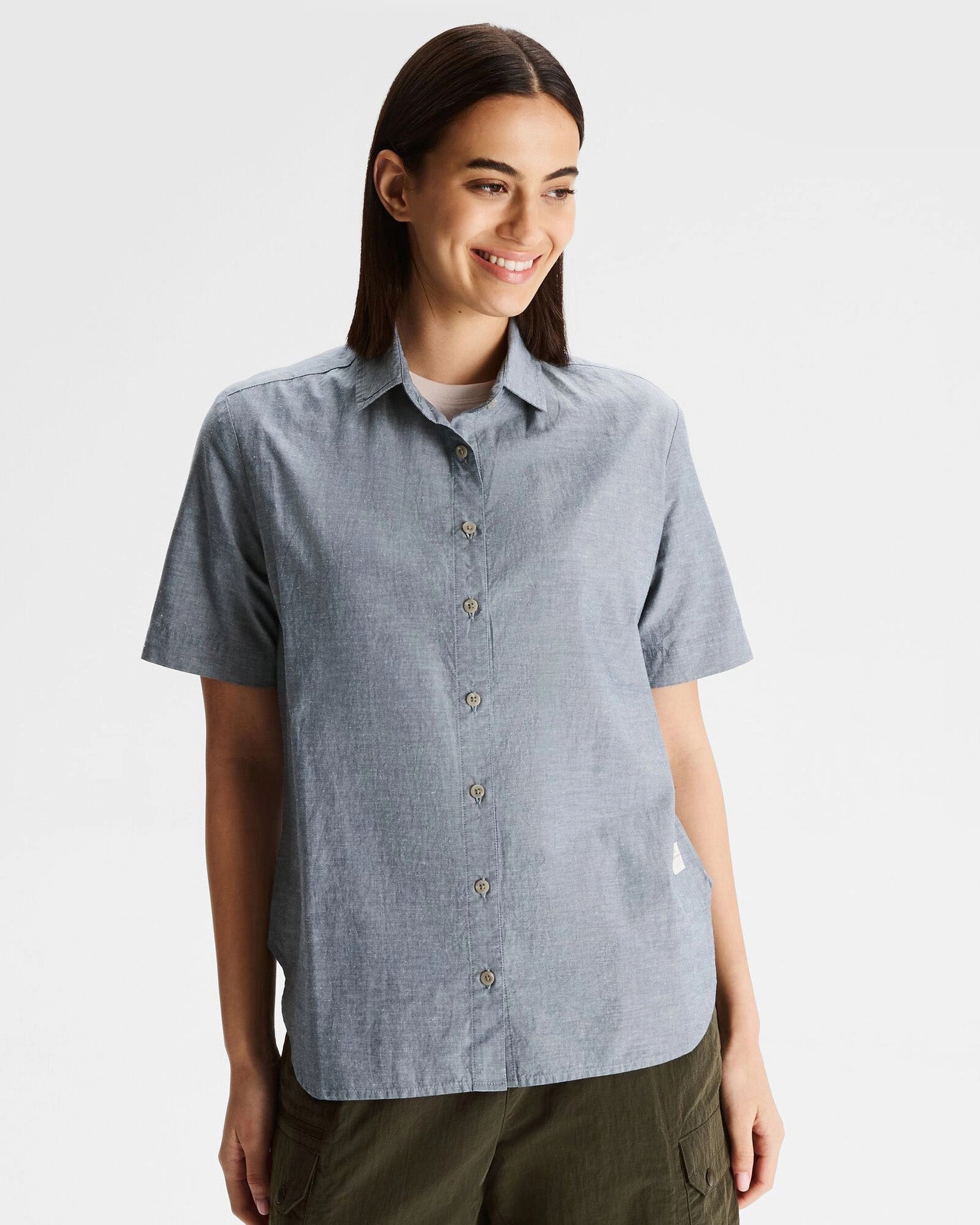 Women's Flaxton LT Short Sleeve Shirt - Chambray Blue Contemporary Look