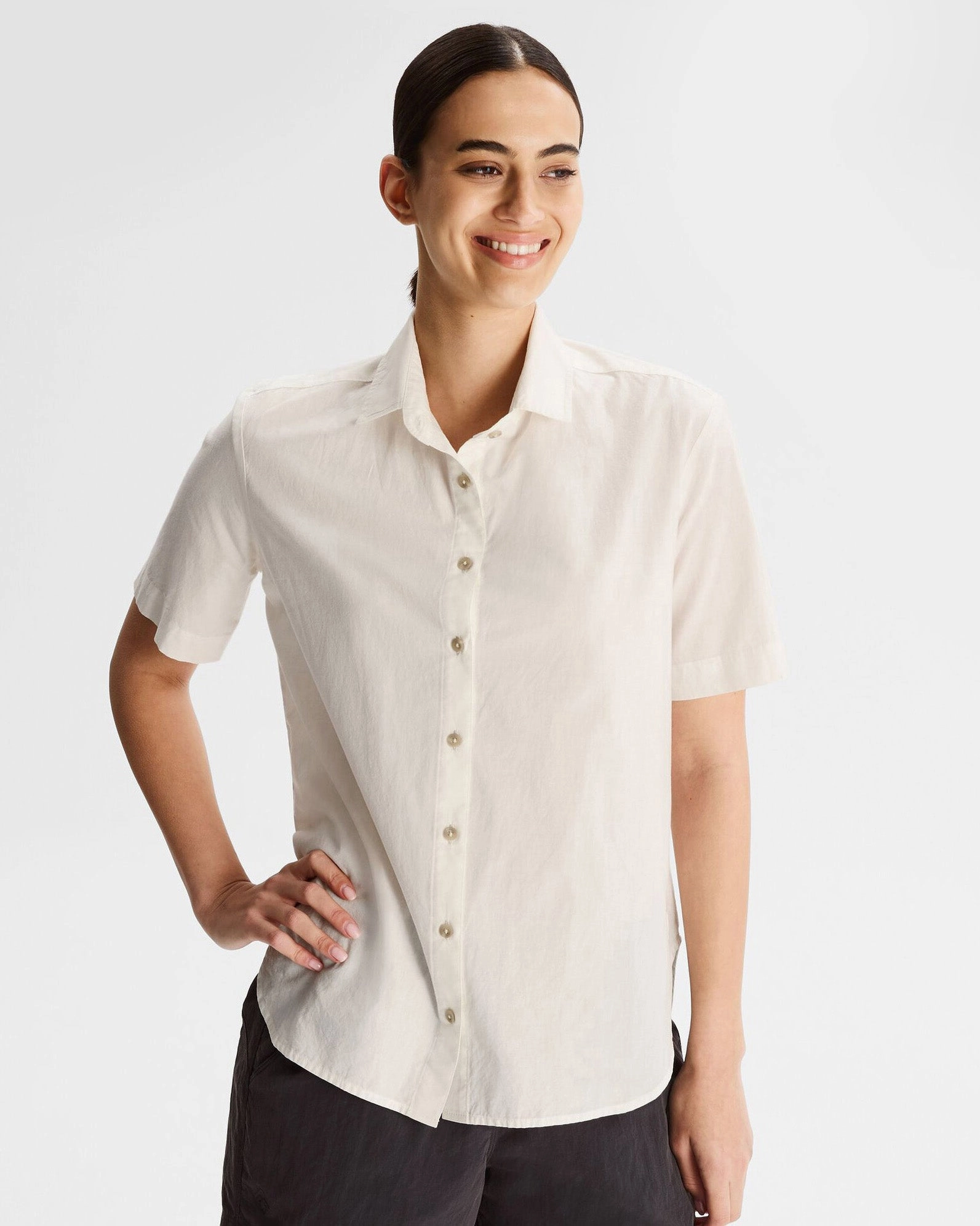 Odor Control Technology Tailored Style Women's Flaxton LT Short Sleeve Shirt - White