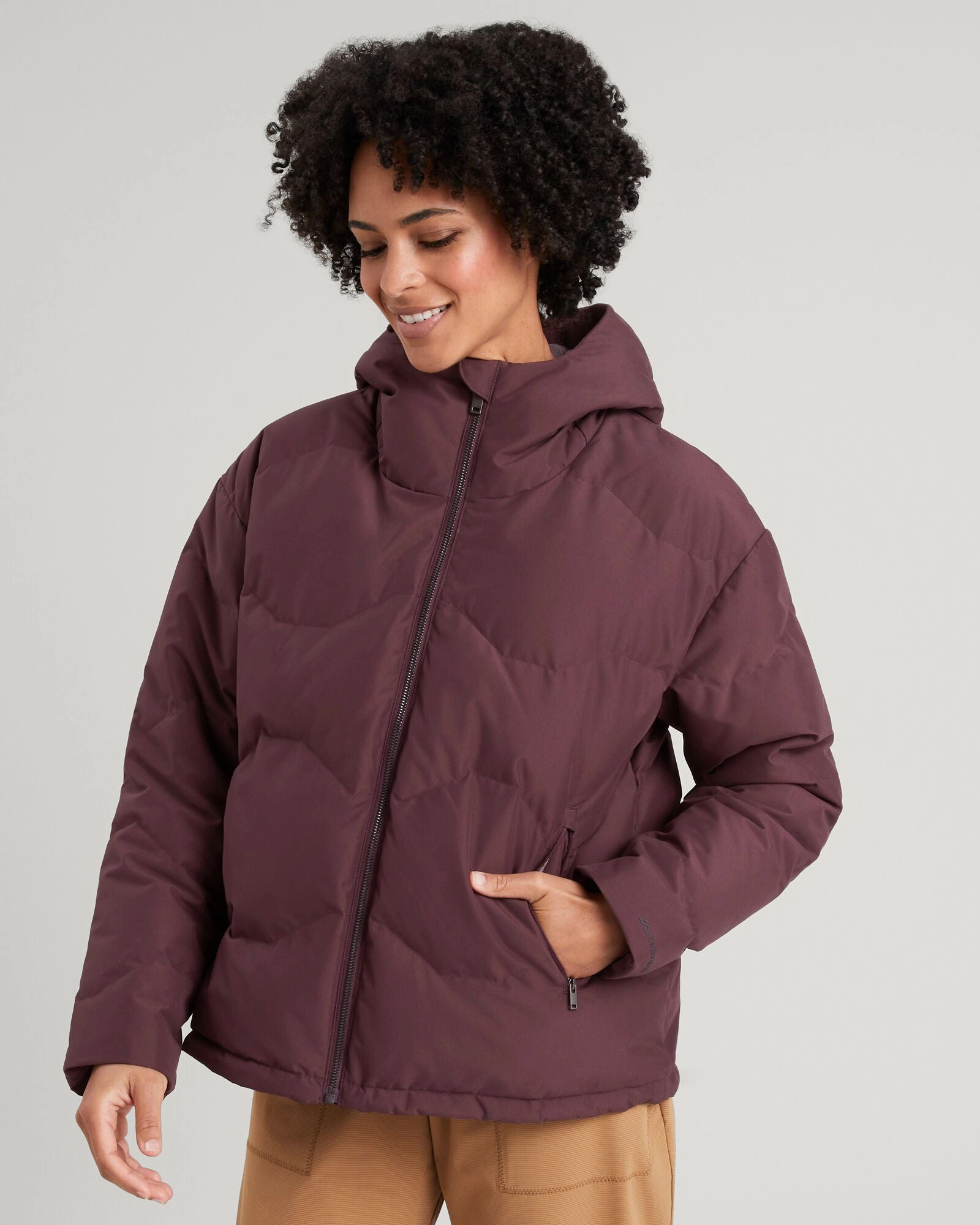 Taped Seam Construction Women's Frisco X Hooded Down Jacket - Pony