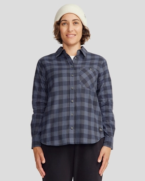 Women's Fyfe Flannel Shirt - Mid Navy Gingham Relaxed Style