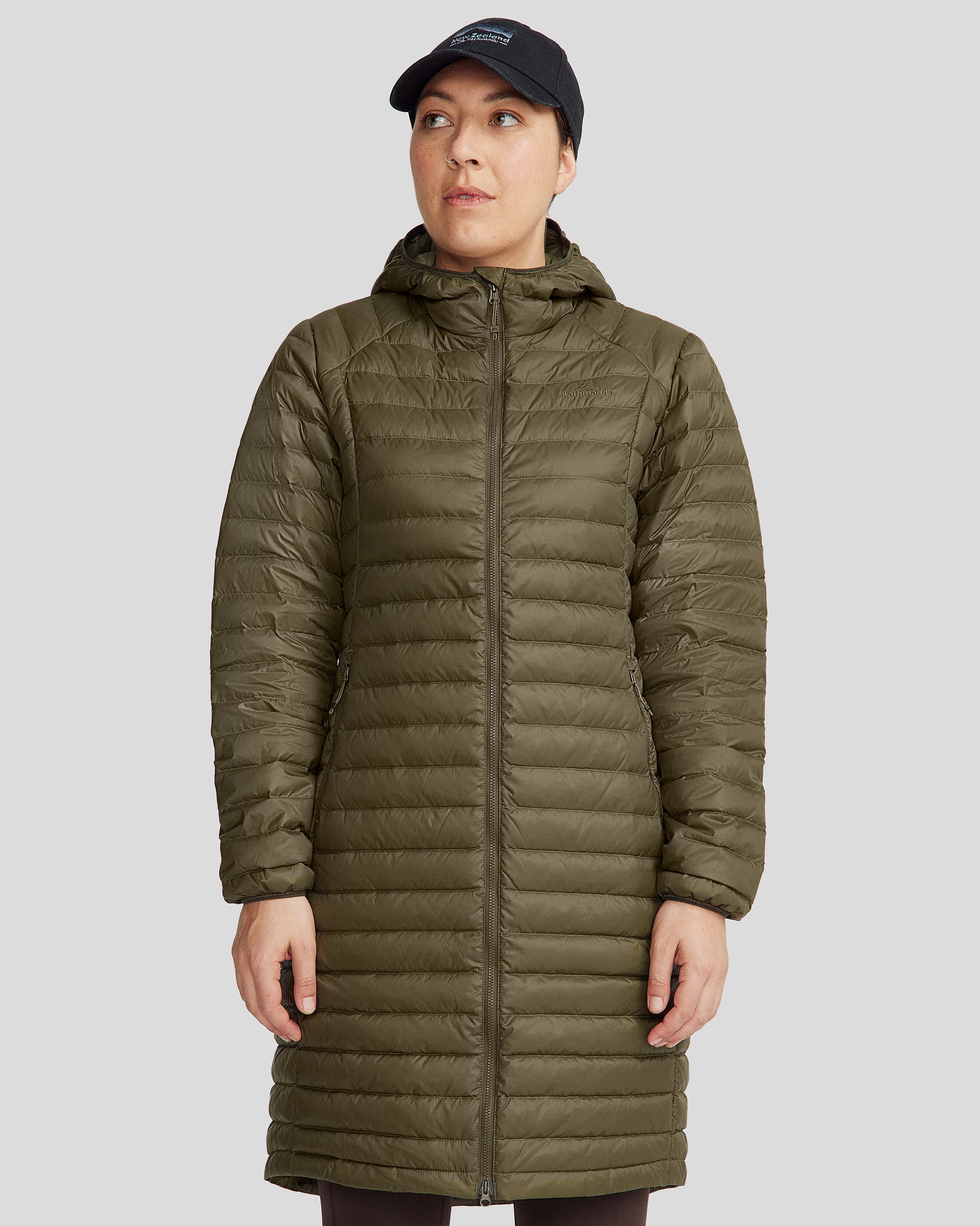 Women's Heli Down Parka Jacket - Light Moss Layered Look