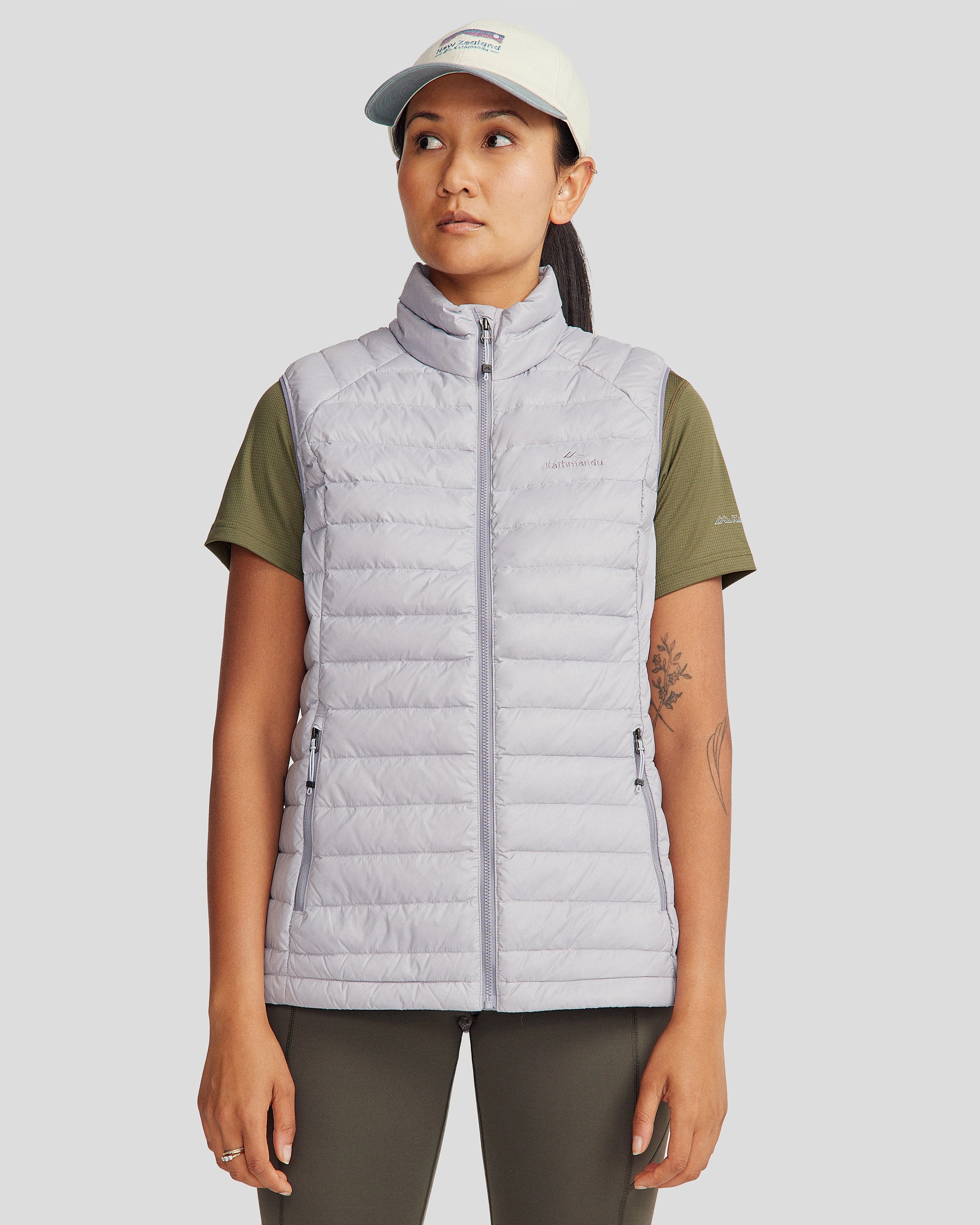Women's Heli Down Vest v2 - Light Haze Wind Resistant Coating Modern Layers