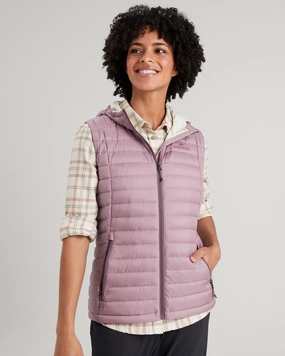 Women's Heli Hooded Down Vest - Thistle ShrinkResistantFabric
