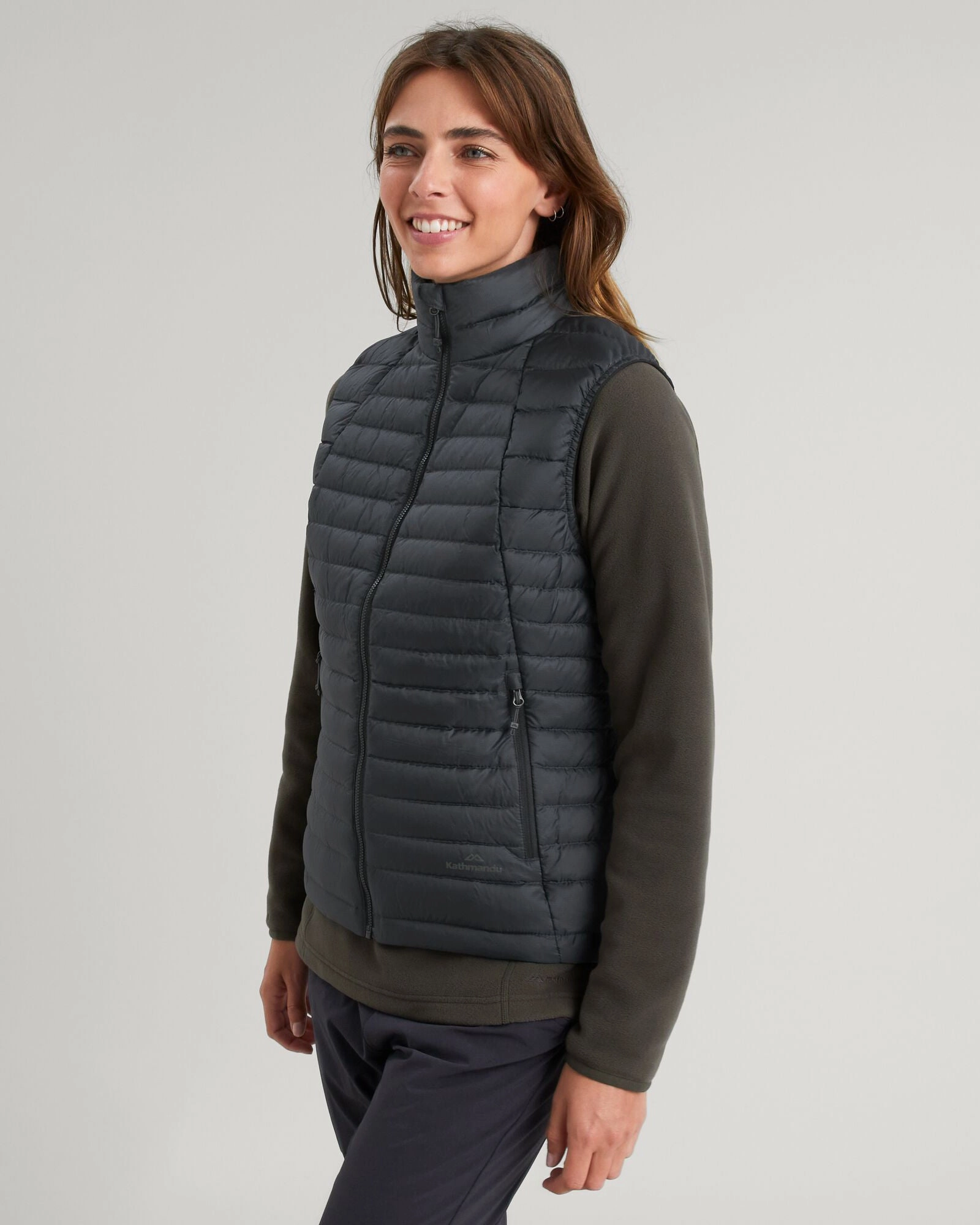 Women's Heli R Down Vest - Black Stingray AllPurposeFastening