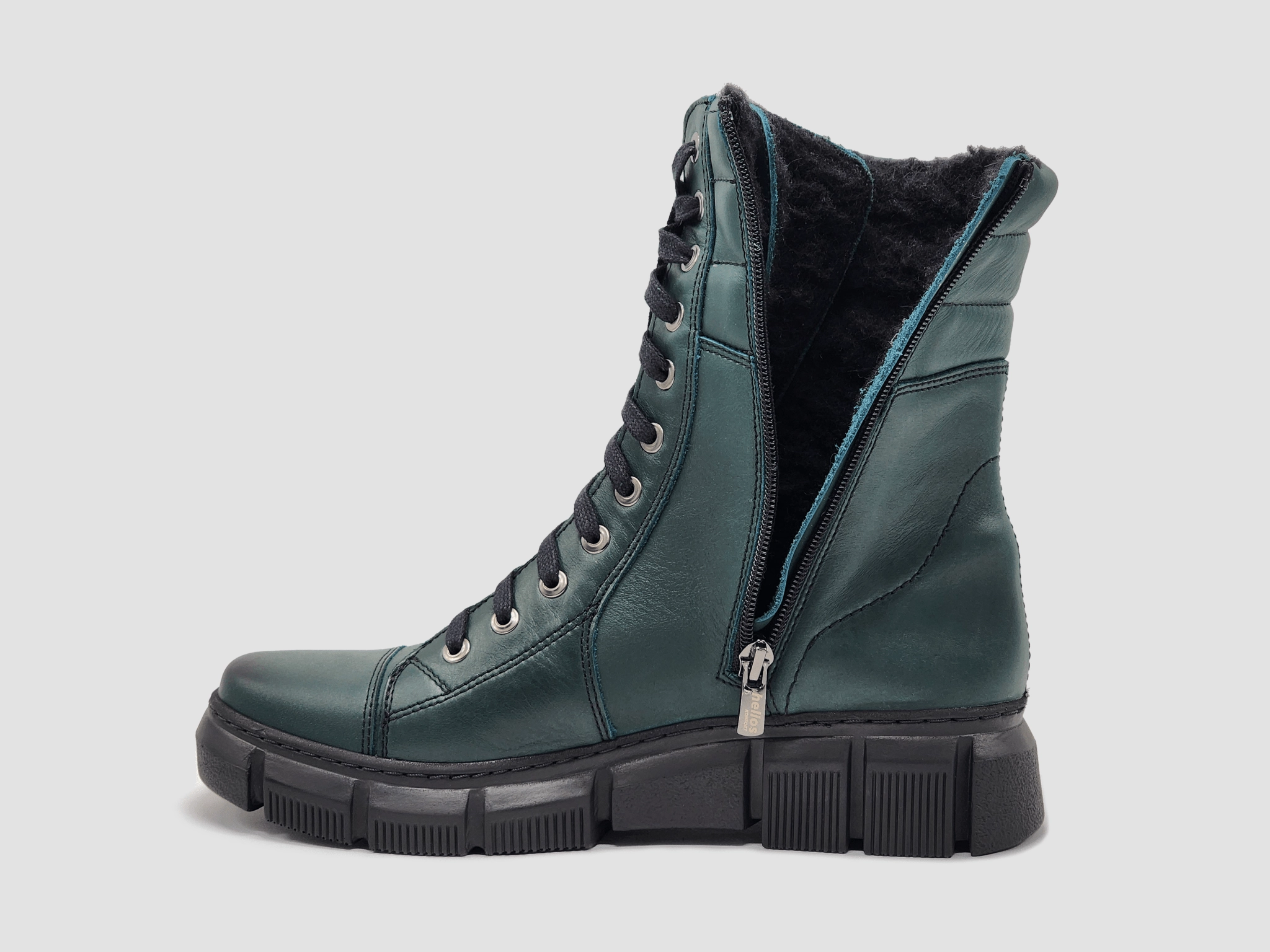 Women's Helios Medusa Fur-Lined Leather Boots - Green Frost resistant Smart Design