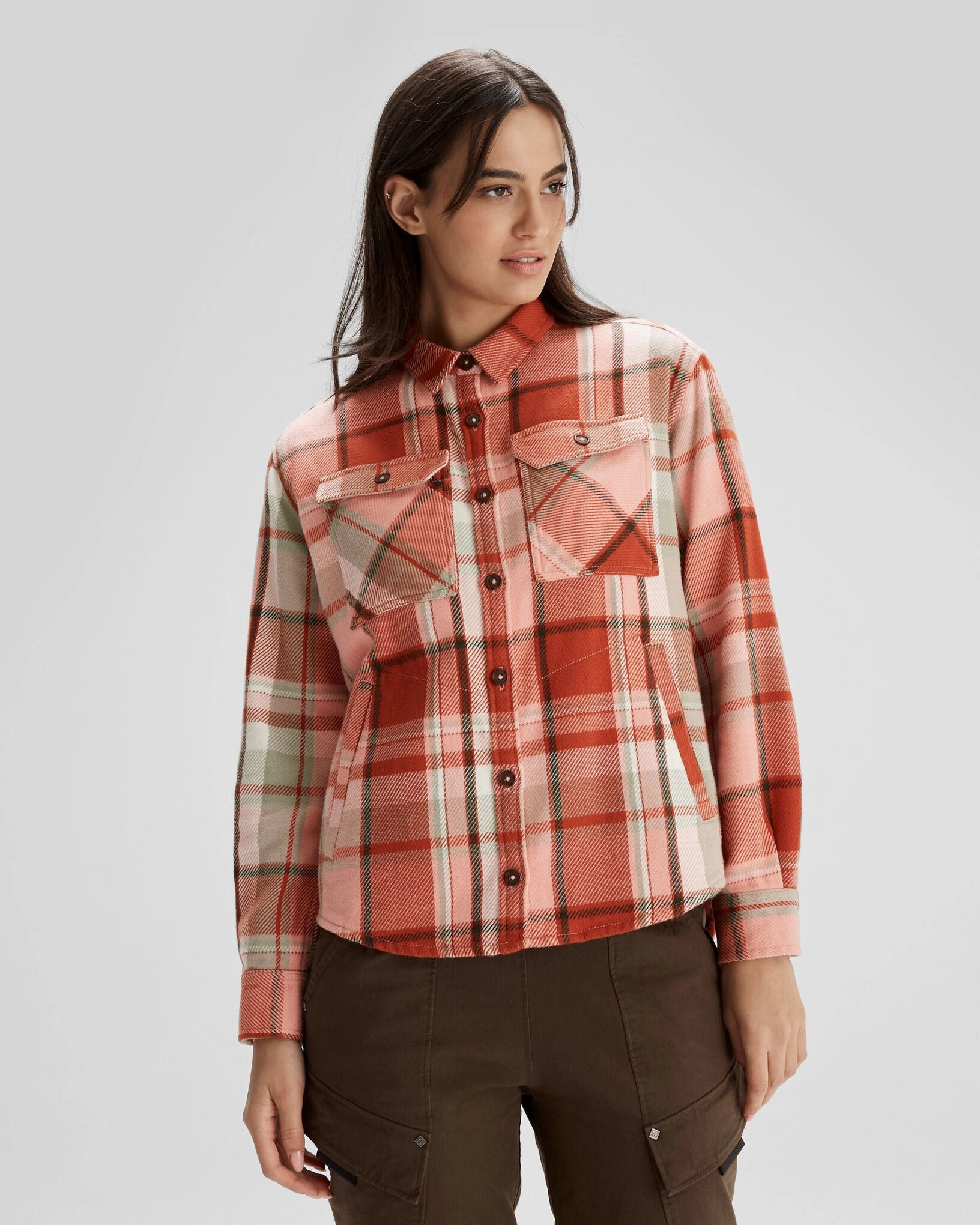 Reinforced Seams Women's Huntly Long Sleeve Shirt - Cabin Plaid Fruity