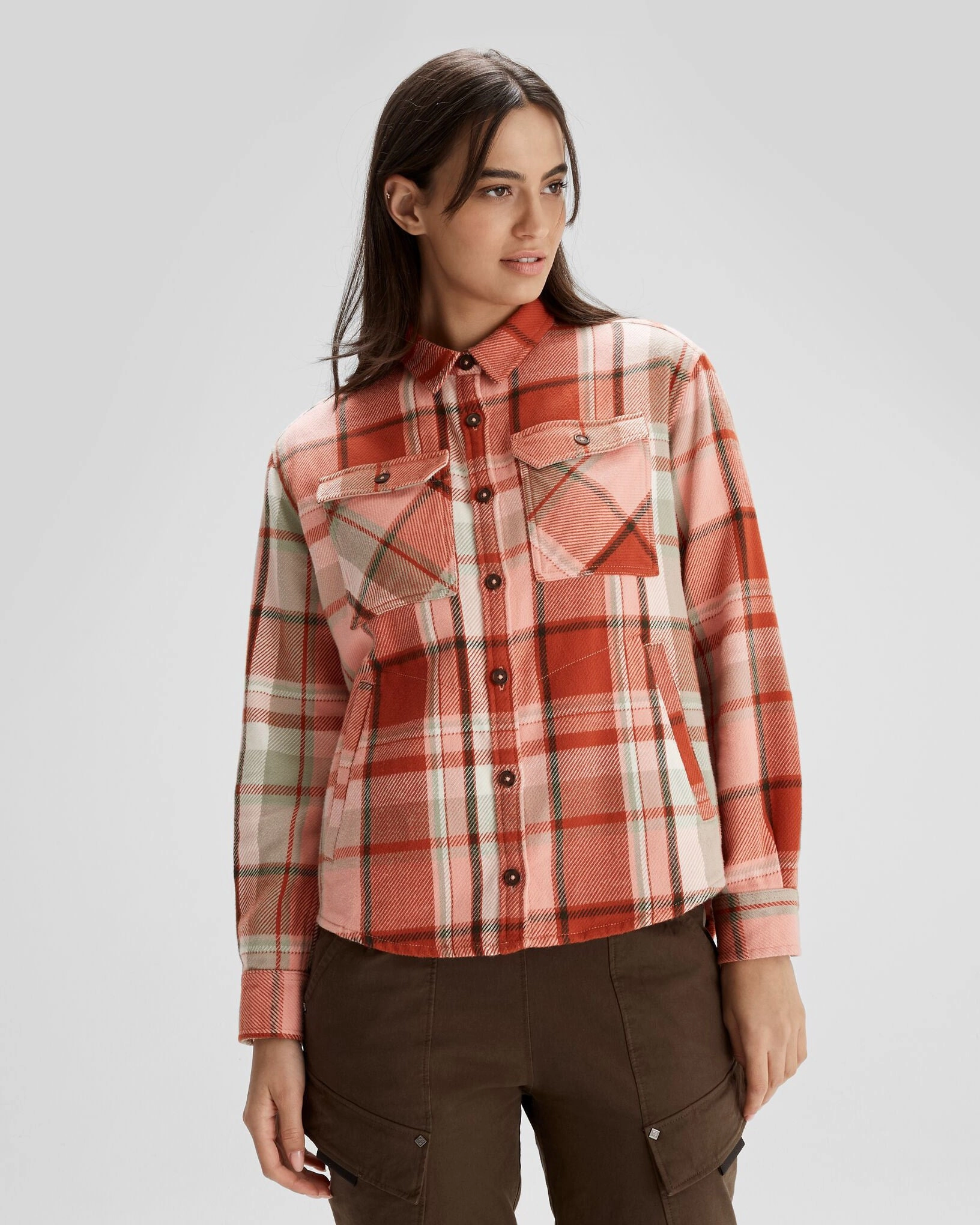 Women's Huntly Long Sleeve Shirt - Cabin Plaid Fruity Smooth Seam Finish