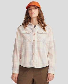 Premium Style Women??s Huntly Long Sleeve Shirt - Cabin Plaid Shroom