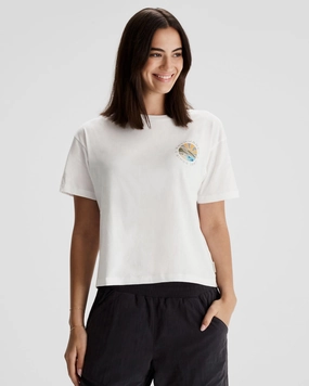 ReinforcedHems Women's Kathmandu Logo Sunburst Organic Cotton T-shirt - White