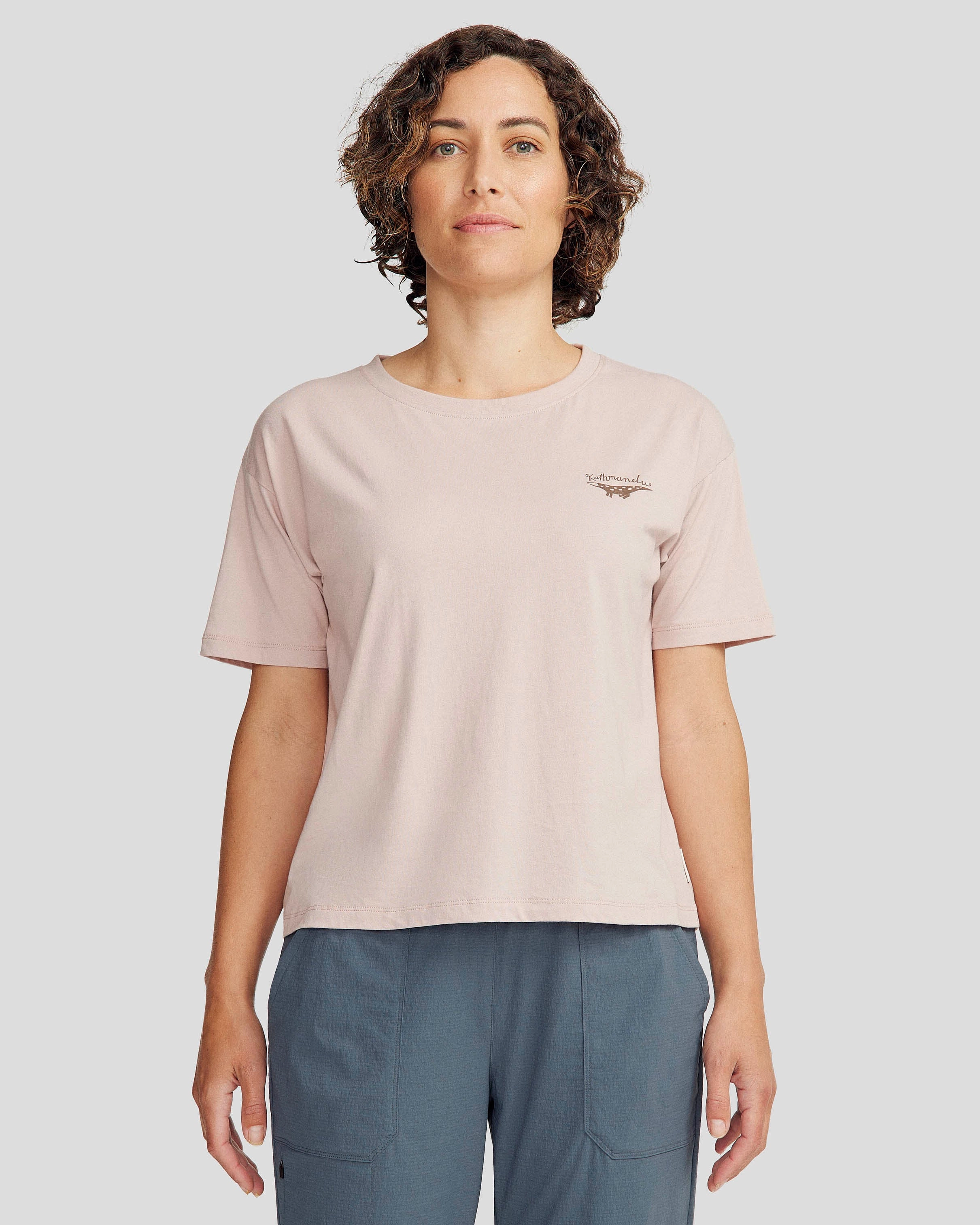 Women's Lizard Organic Cotton T-shirt - Light Taupe Variable Tension Adjustment