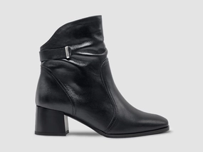 Women's Maria Tall Leather Booties - Black Luggage Ready