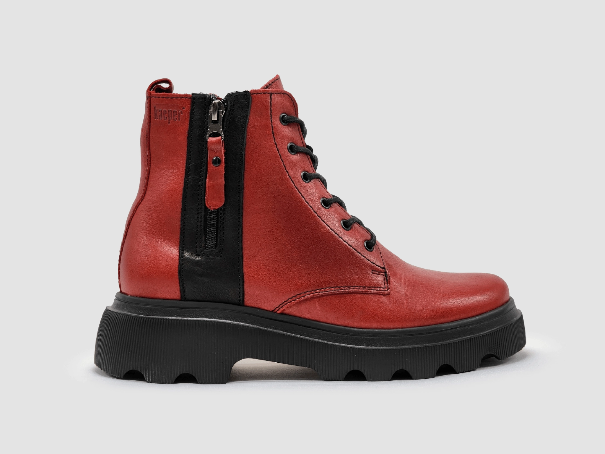 Women's Modern Lined Zip-Up Leather Boots - Red Travel purpose Protective Gear