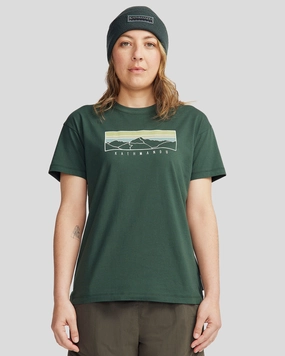 Women's Mountain Sunset Organic Cotton T-shirt - Deep Forest VentilatedBackPanel FlexFit Technology