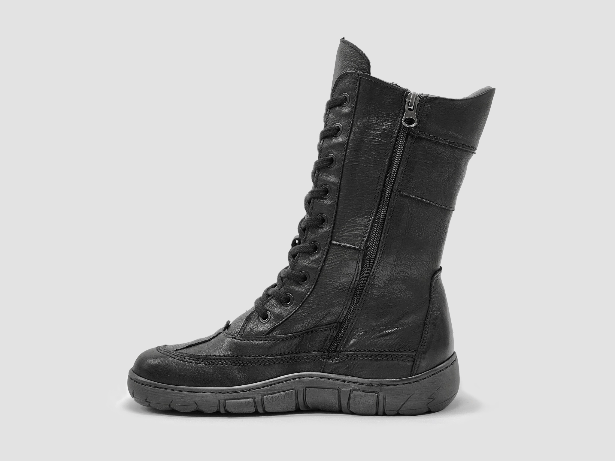 Women??s Original Tall Thick Wool-Lined Zip-Up Leather Boots - Black Shock Absorbing Technology