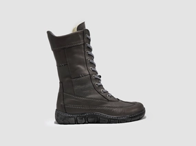 Grippy Outsole Cold Climate Women??s Original Tall Thick Wool-Lined Zip-Up Leather Boots - Dark Grey