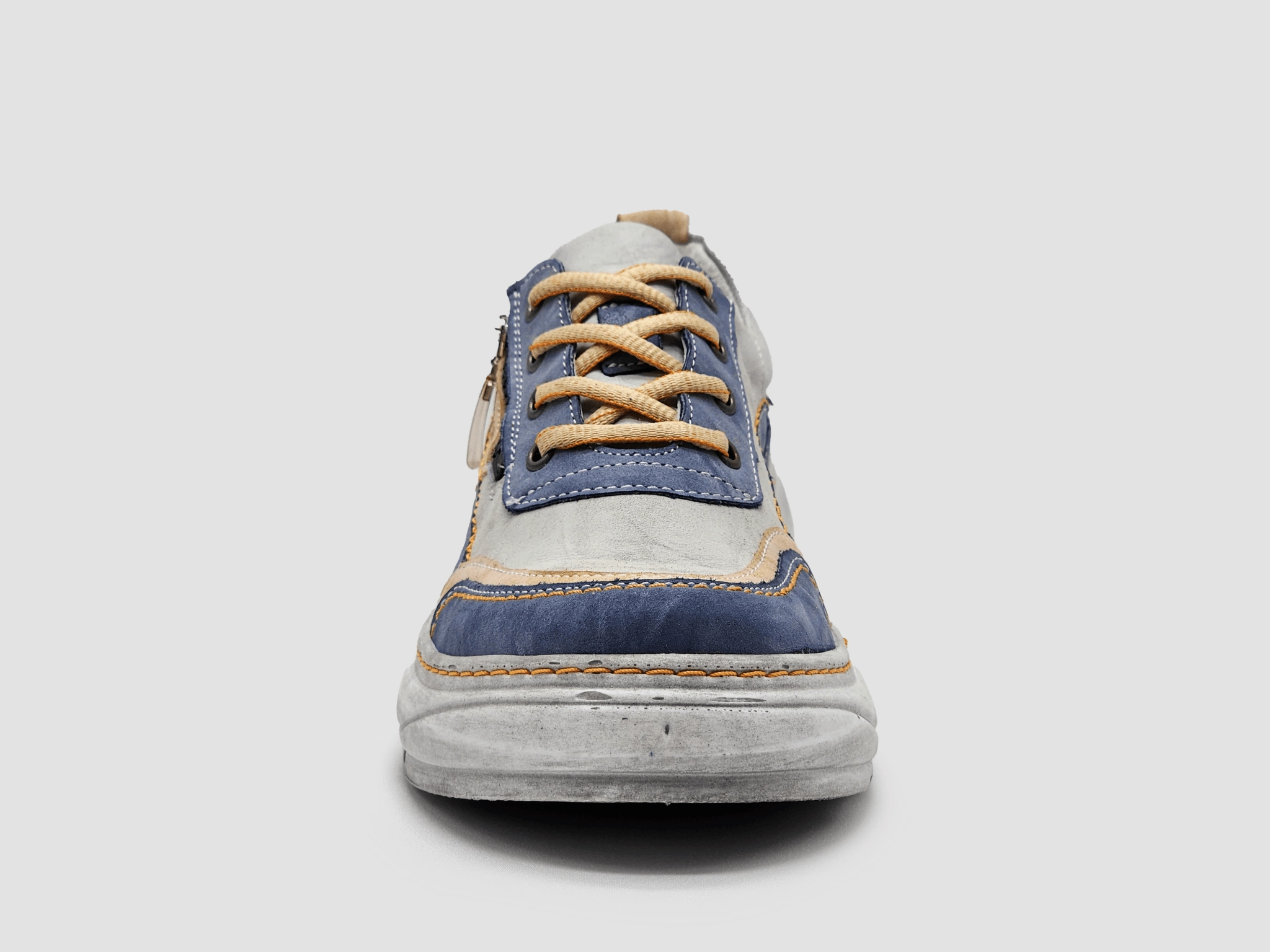 Daily Routine Women's Retro Zip-Up Leather Shoes - Blue/Pink