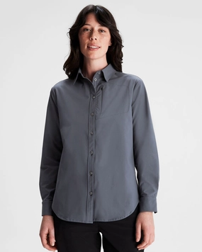 Women's Sun Breaker Long Sleeve Shirt - Mid Navy Minimalist Look