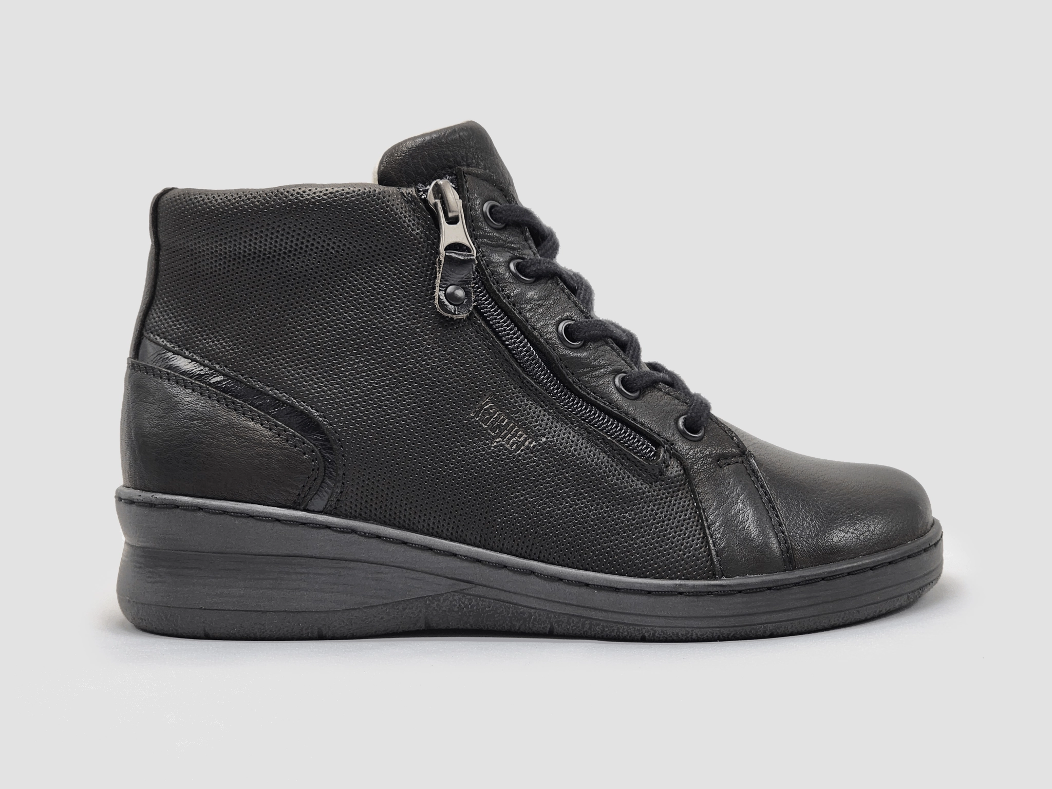 Women??s Tall Dr Wellness Wool-Lined Zip-Up Leather Boots - Black Rapid Lacing System