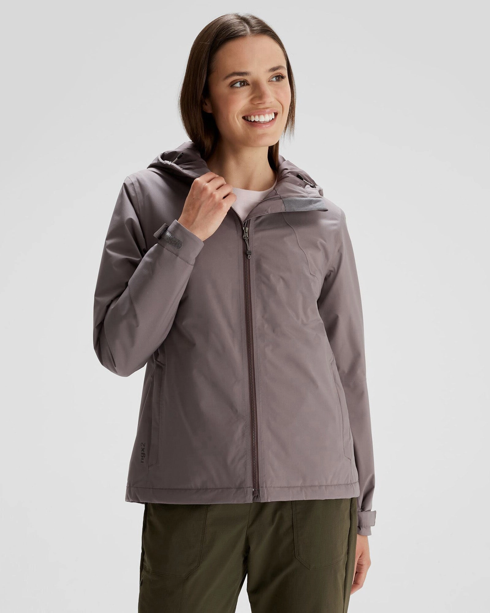 Kangaroo Pocket Women's Trailhead 2L Insulated Rain Jacket - Light Quartz