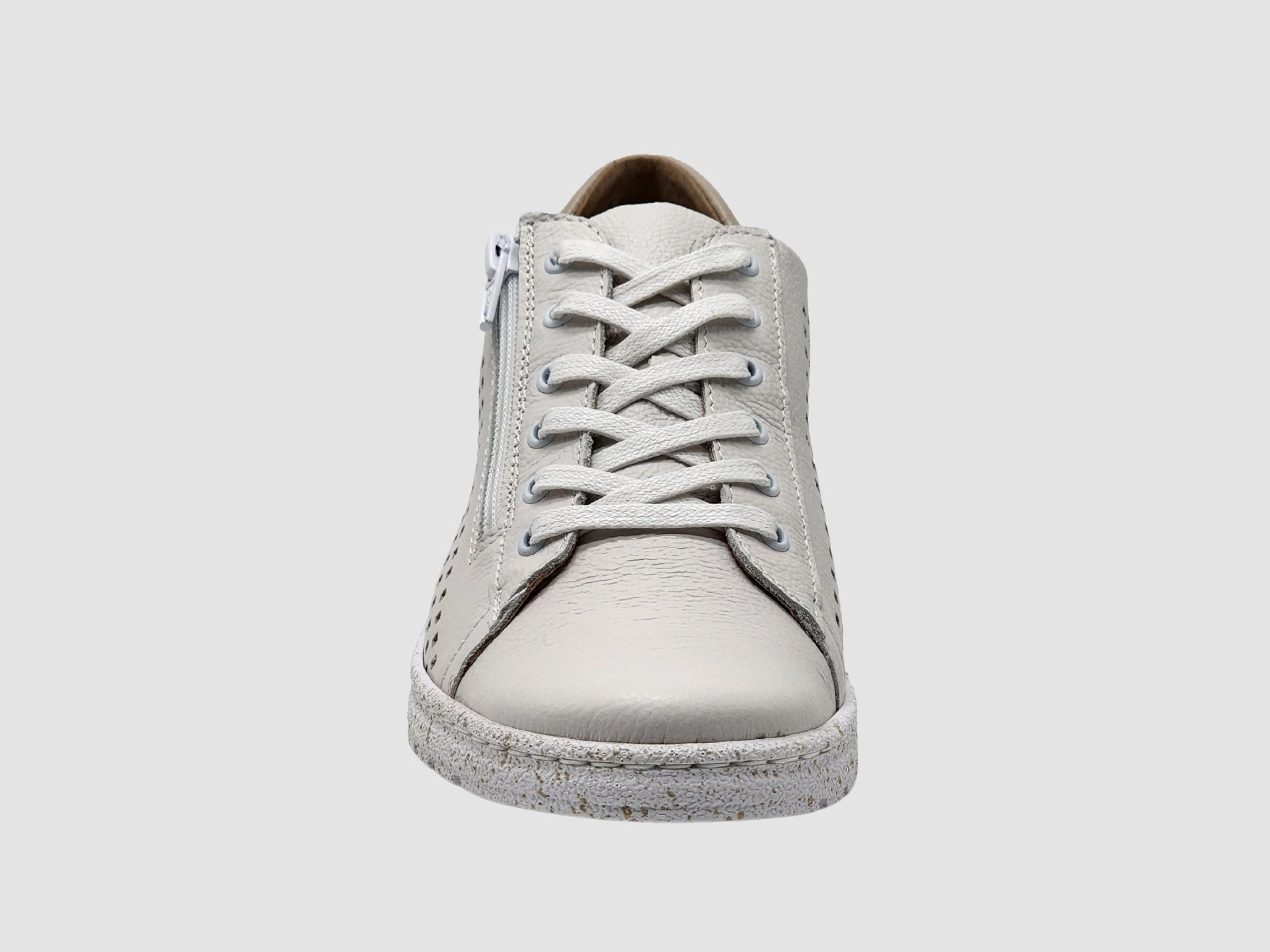 Dry Touch Elastic Band Women's Vela Leather Sneakers - White/Beige