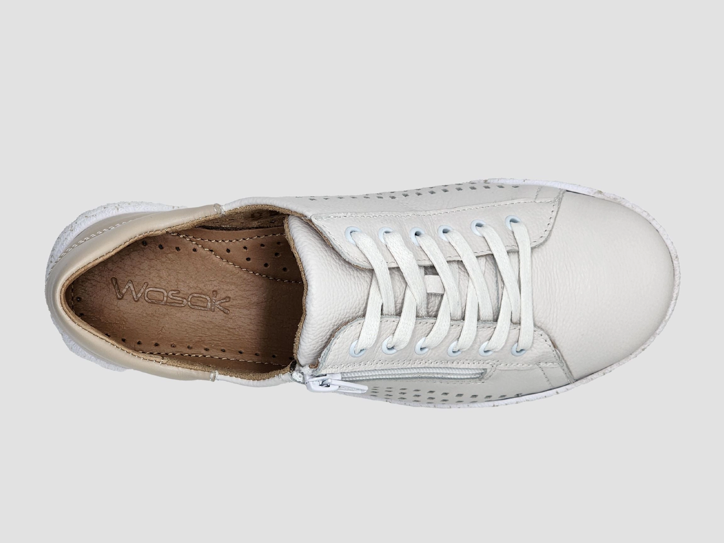 Women's Vela Leather Sneakers - White/Beige Breath Zone Dynamic Feel