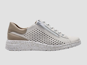 Women's Vela Leather Sneakers - White/Beige Sports fan No Breakin