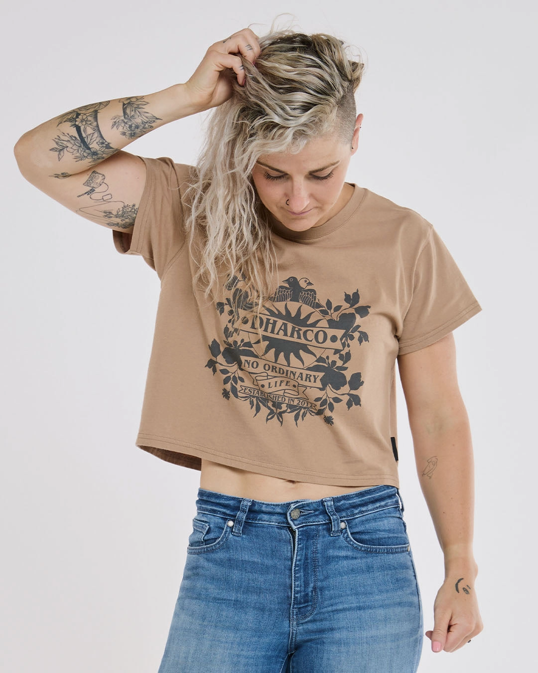 Womens Cotton Crop | Dust Textured Surface