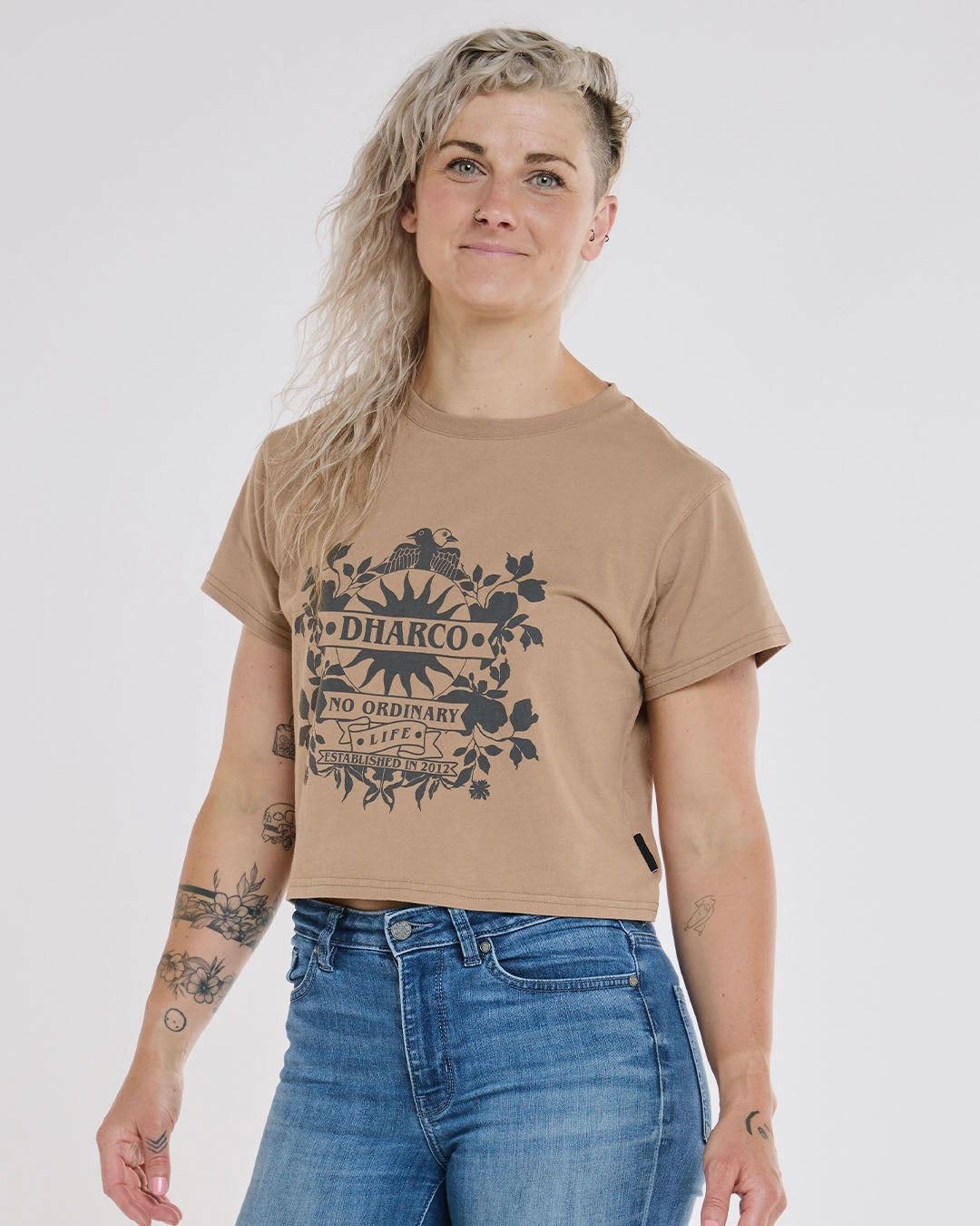 Comfy Vibe Womens Cotton Crop | Dust