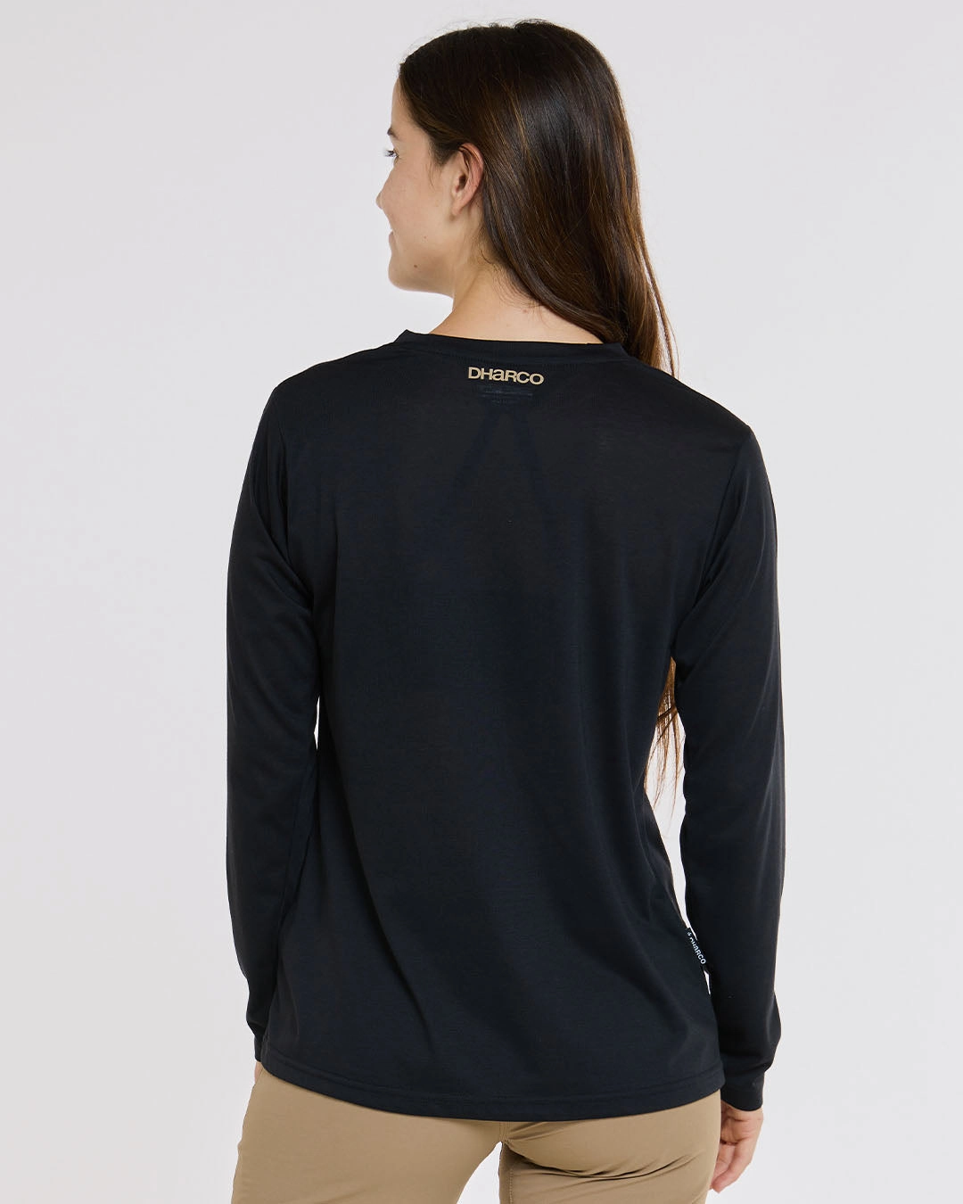 Womens Long Sleeve Tech Tee | Black Simple Yet Cozy