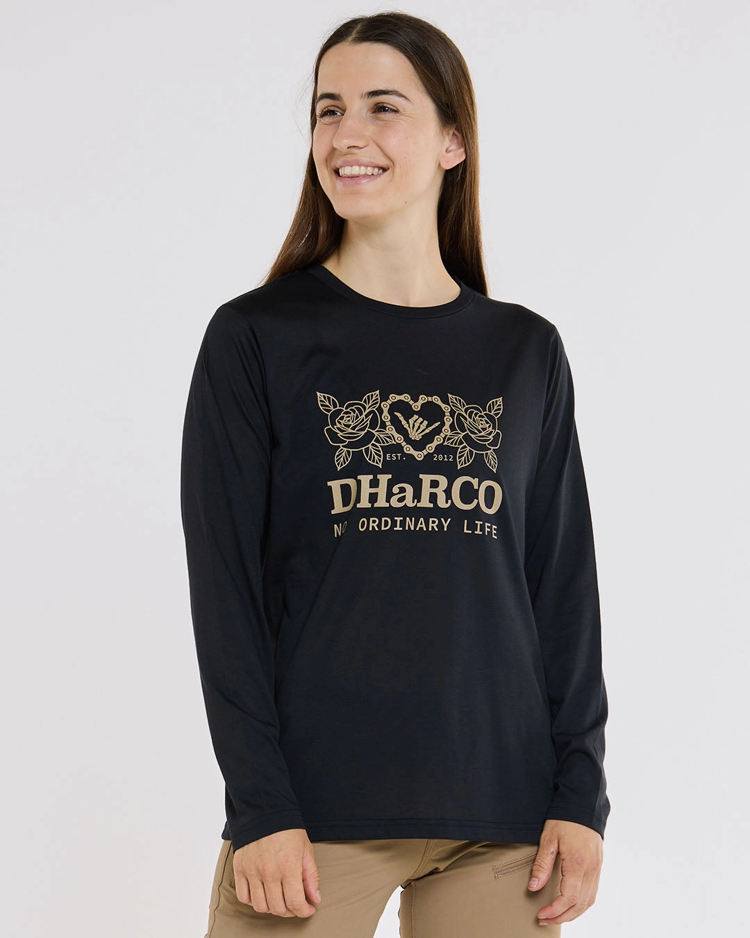 High-End Quality Womens Long Sleeve Tech Tee | Black