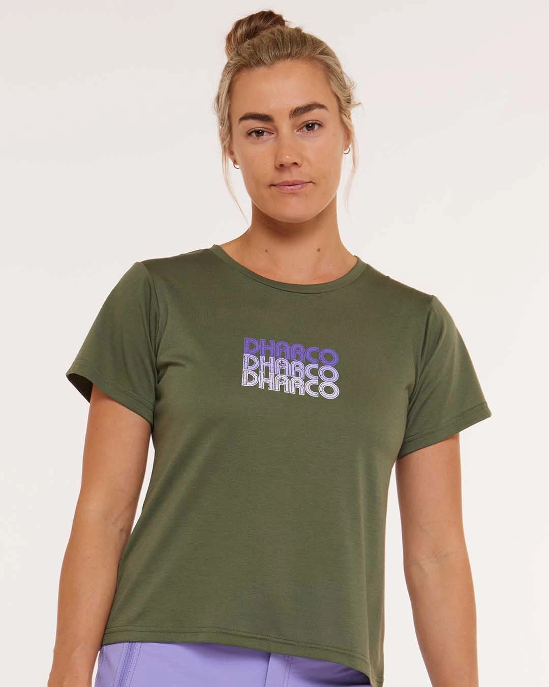 Animal Print Casual Comfort Wear Womens Short Sleeve Tech Tee | Garigal Green
