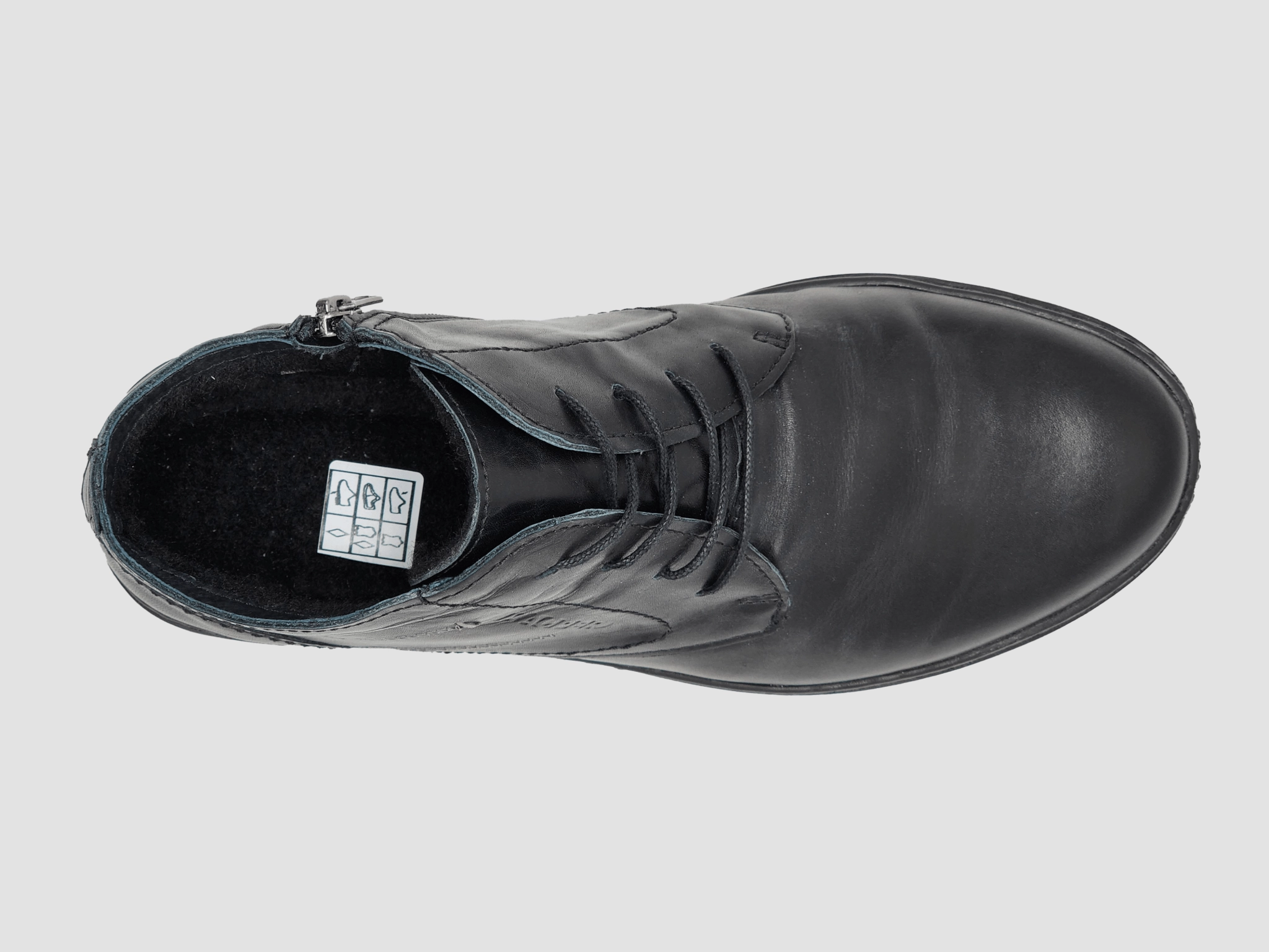 Wide fit Leather Lining Men's Modern Wool-Lined Zip-Up Leather Boots - Black