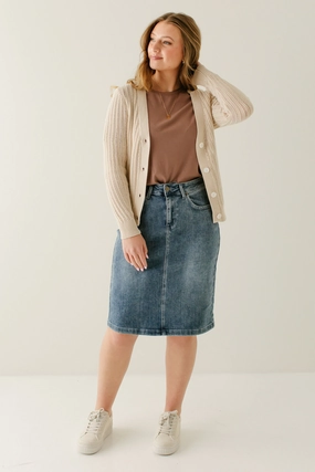 'Kyra' 100% Cotton Denim Skirt Comfort Fit Breezy Look