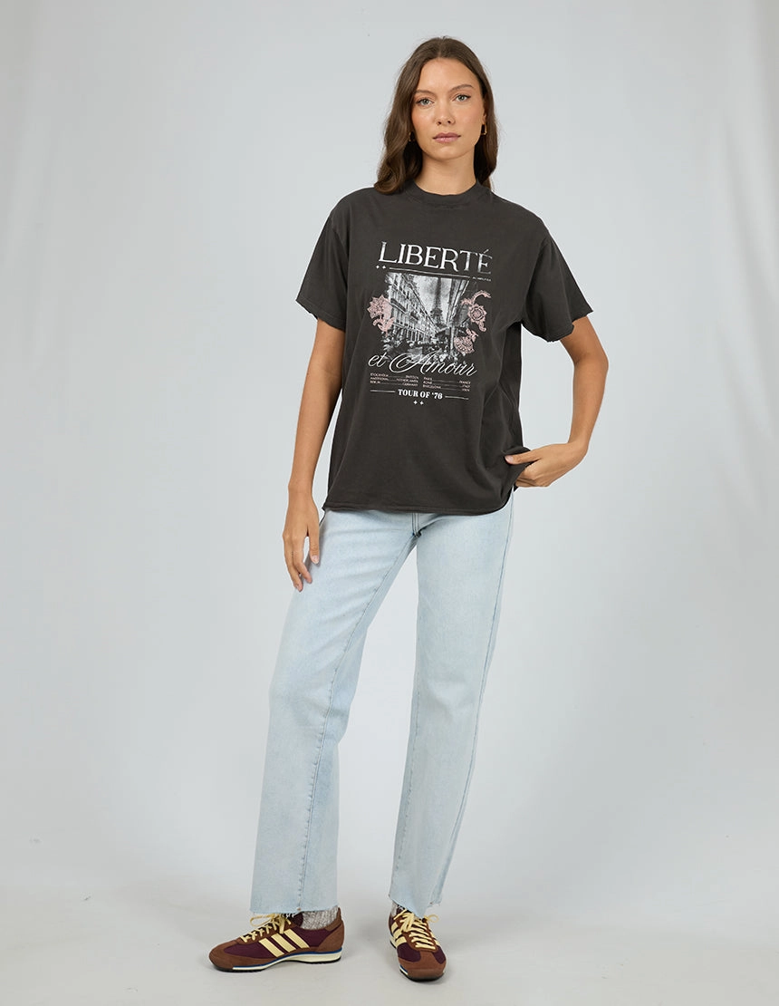 spandex blend Comfy Fit Wear All About Eve Atlas Relaxed Tee Washed Black