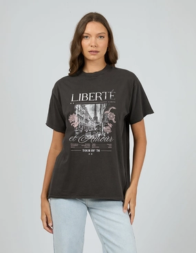 All About Eve Atlas Relaxed Tee Washed Black Active Layers Non Iron Finish