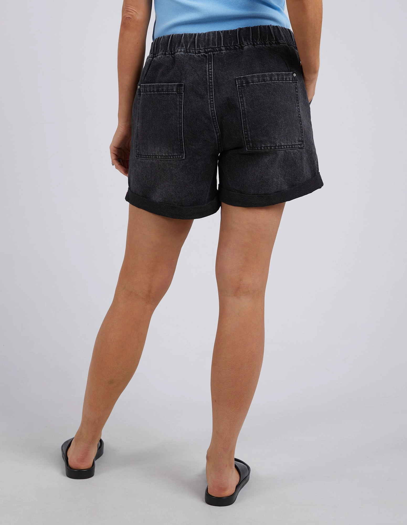 Casual Vibe Elm Emma Relaxed Denim Short Washed Black