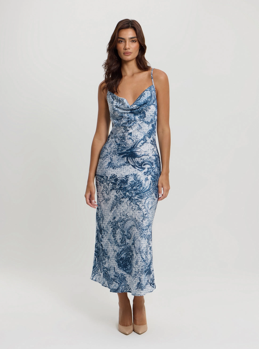 Chilly Day Comfort Simple Touch Eco Blue Print Akilina Maxi Dress