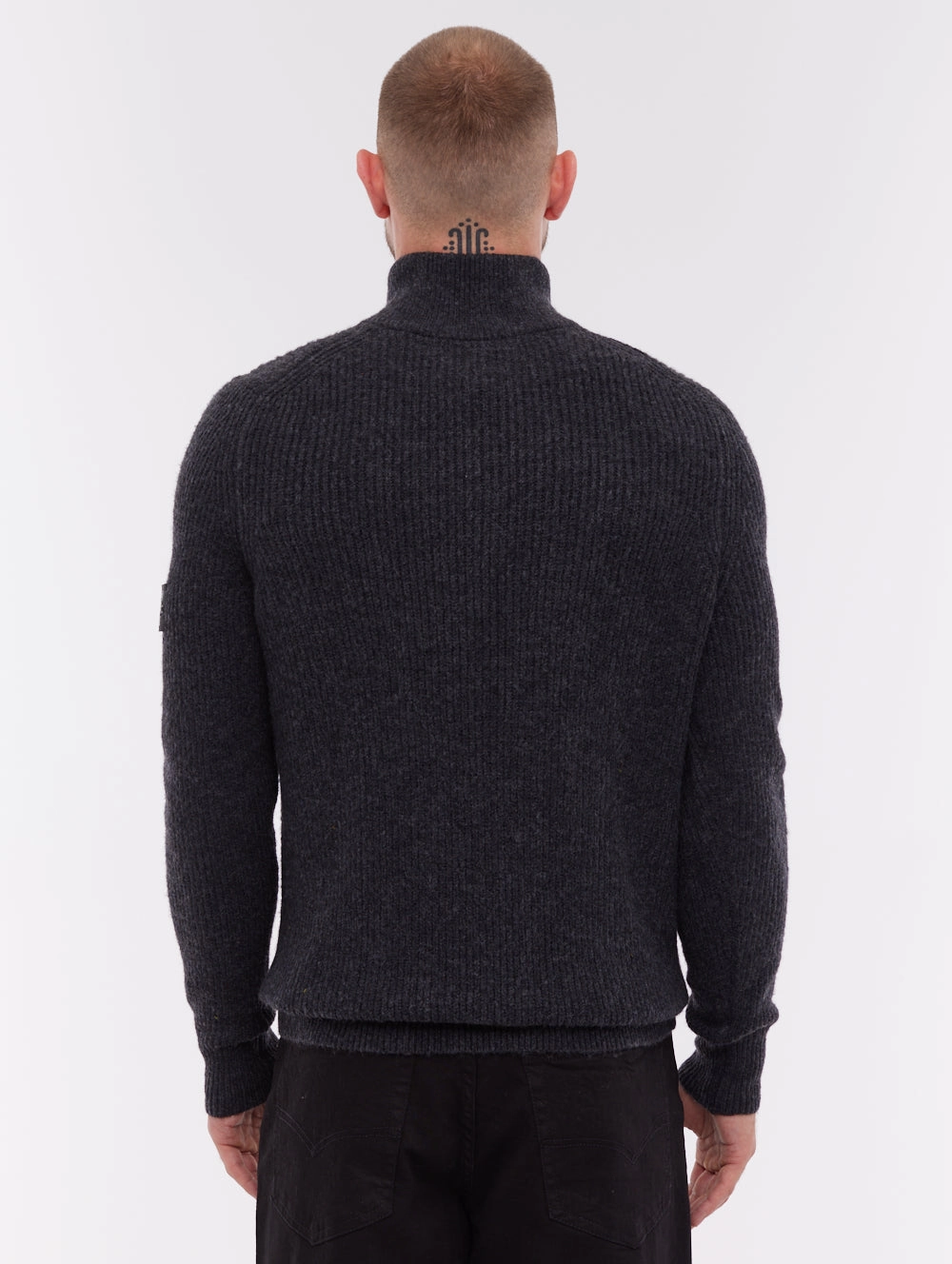 Layered Comfort Wear Layered Style Wear Yanta Quarter-Zip Funnel-Neck Sweater - Grey