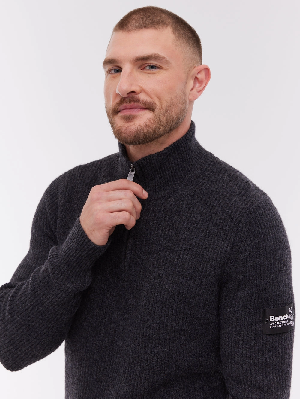 Quick Drying Chilly Wardrobe Yanta Quarter-Zip Funnel-Neck Sweater - Grey